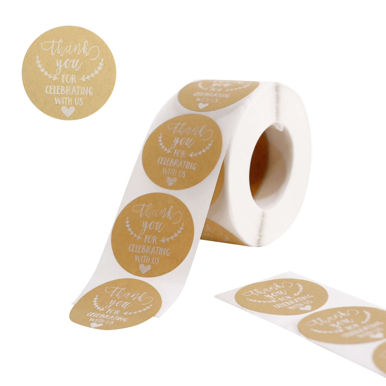 500Pcs 1.5" Thank You for celebrating with Us Stickers Roll, Labels for Envelops Seal and Wedding Favors - Round