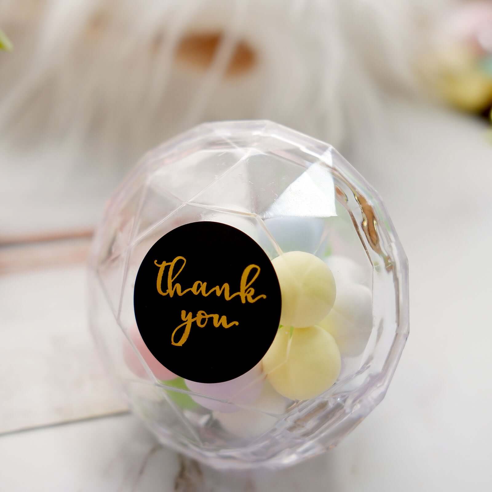 500Pcs 1.5" Thank You Gold Foil Text On Black Stickers Roll Décor Labels and Seals for DIY Envelope - Round