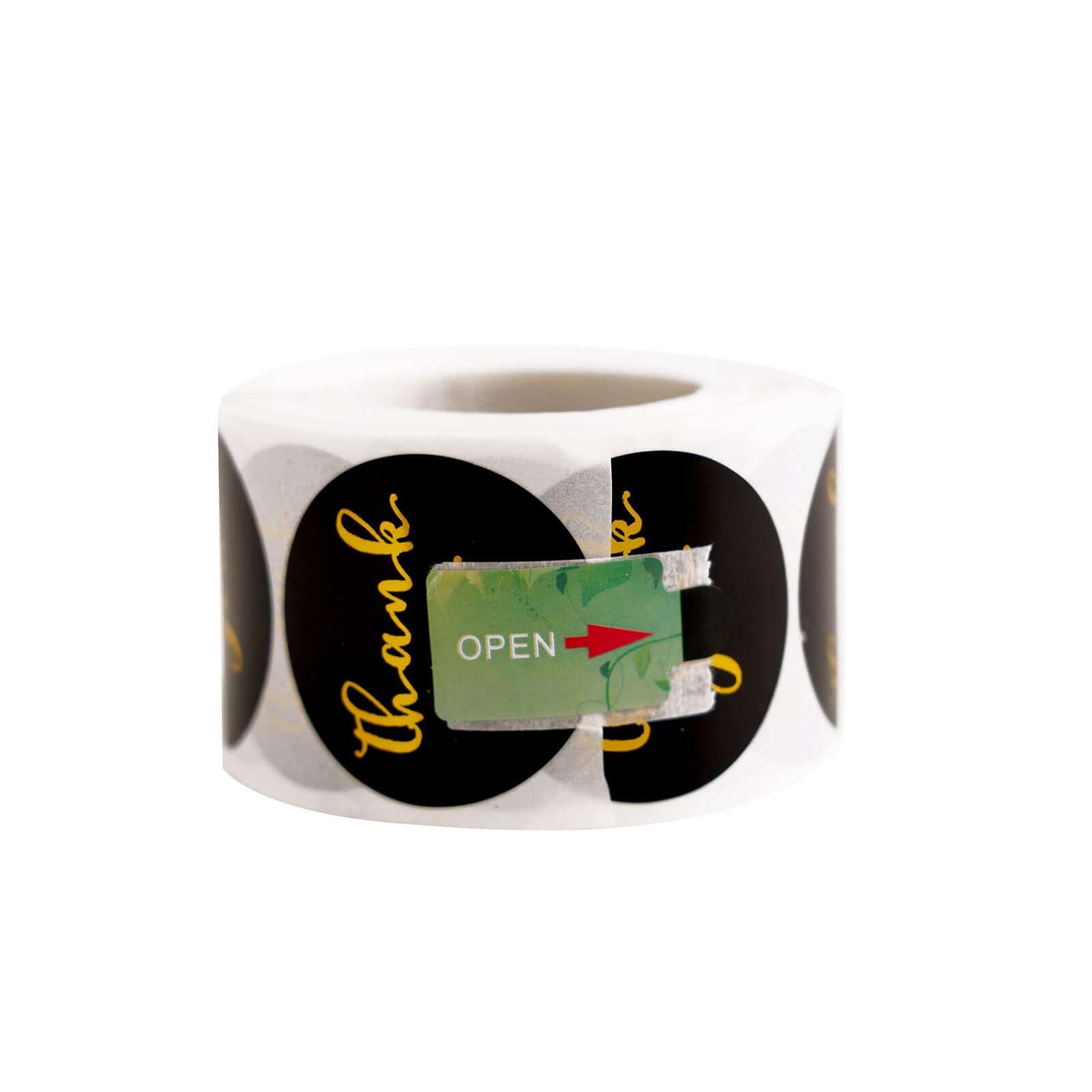500Pcs 1.5" Thank You Gold Foil Text On Black Stickers Roll Décor Labels and Seals for DIY Envelope - Round
