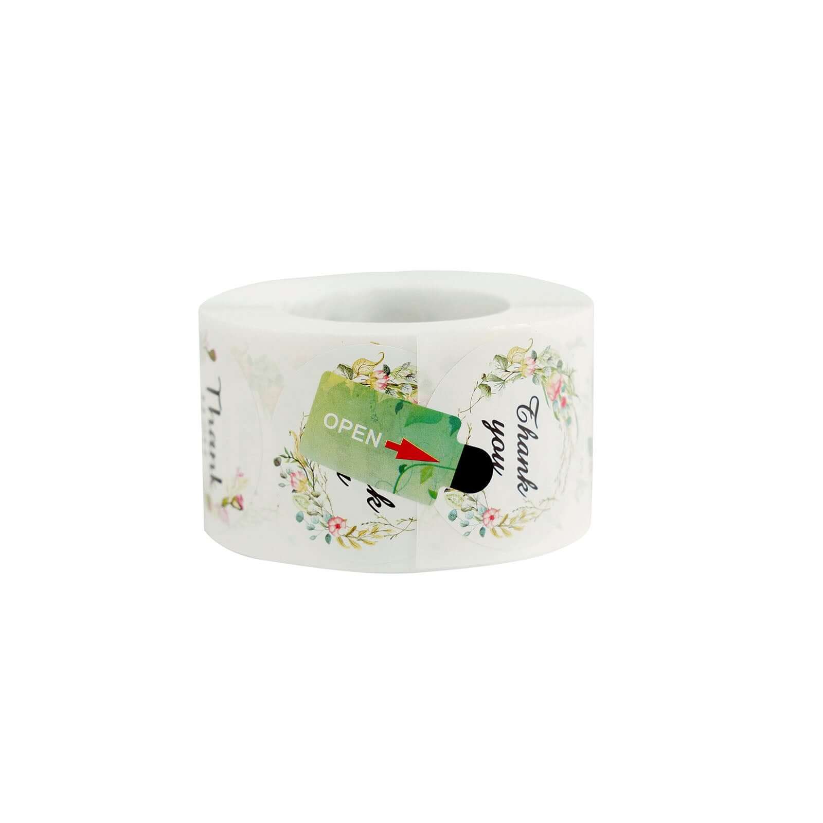 500Pcs 1.5" Thank You Black Print and Floral Design Stickers Roll, DIY Envelope Seal Labels - Round Assorted Designs