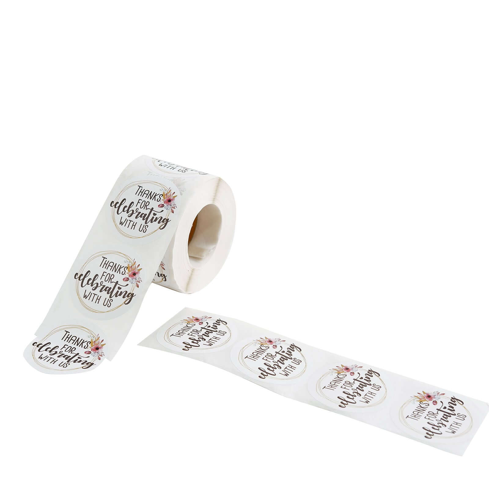 500Pcs 2" Thanks for celebrating with Us Stickers Roll, Labels for Envelops Seal and Wedding Favors - Round