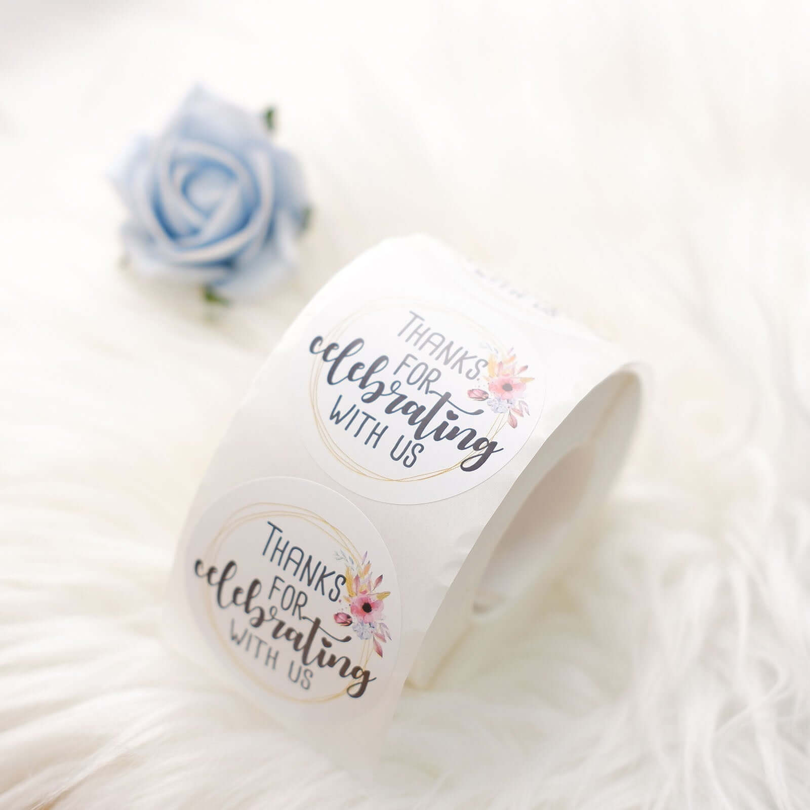 500Pcs 2" Thanks for celebrating with Us Stickers Roll, Labels for Envelops Seal and Wedding Favors - Round