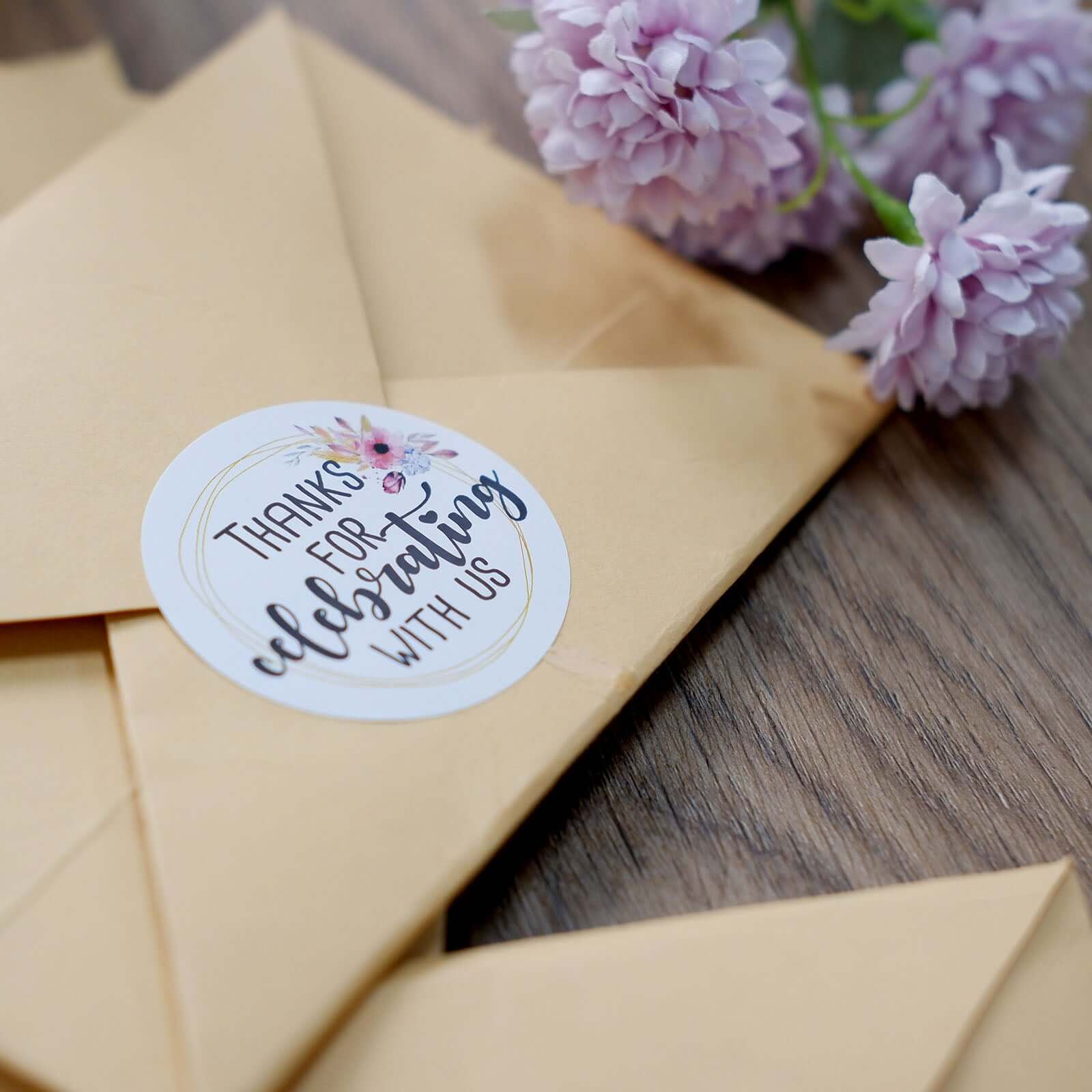 500Pcs 2" Thanks for celebrating with Us Stickers Roll, Labels for Envelops Seal and Wedding Favors - Round