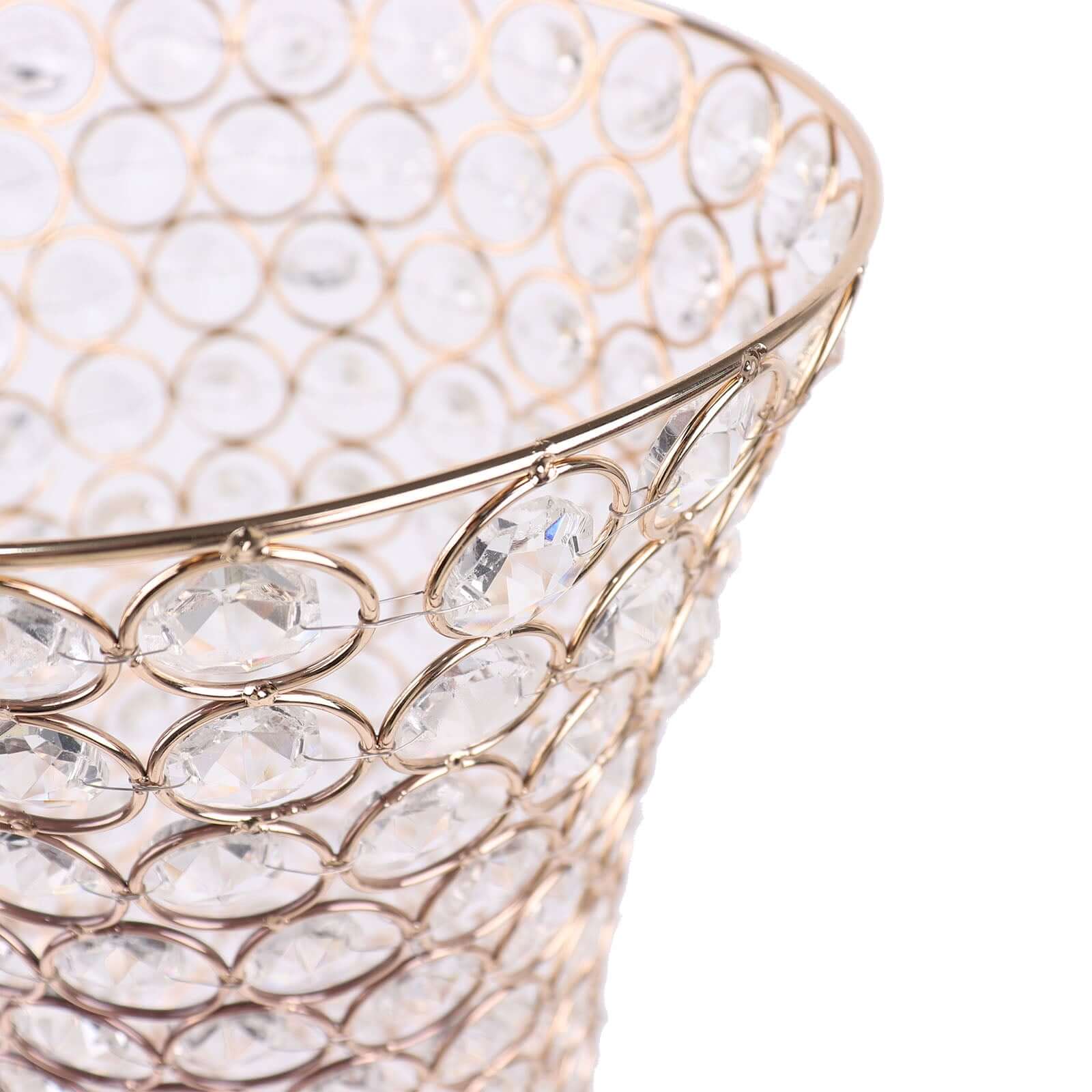 2-Pack Crystal Beaded Trumpet Vase Set Gold - Table Centerpiece for Weddings and Events 32"