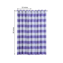 2 Pack White Lavender Lilac Cabana Stripe Thermal Blackout Curtains With Chrome Grommet Window Treatment Panels - 52"x96"