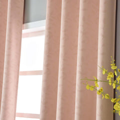 2 Pack Blush Embossed Thermal Blackout Curtain Panels, 52"x64" With Chrome Grommet Window Treatment