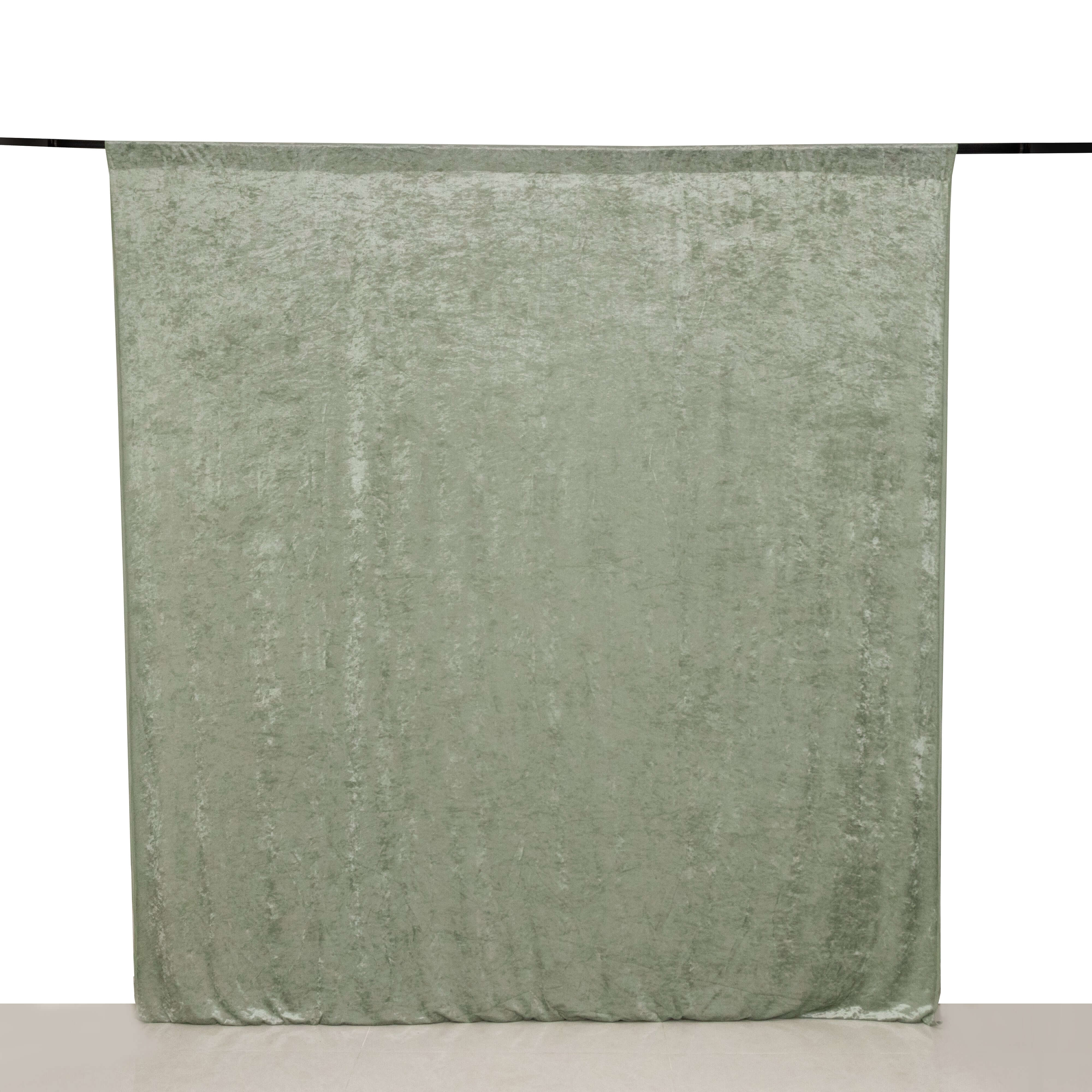 8ftx8ft Sage Green Premium Smooth Velvet Event Curtain Drapes, Privacy Backdrop Event Panel with Rod Pocket