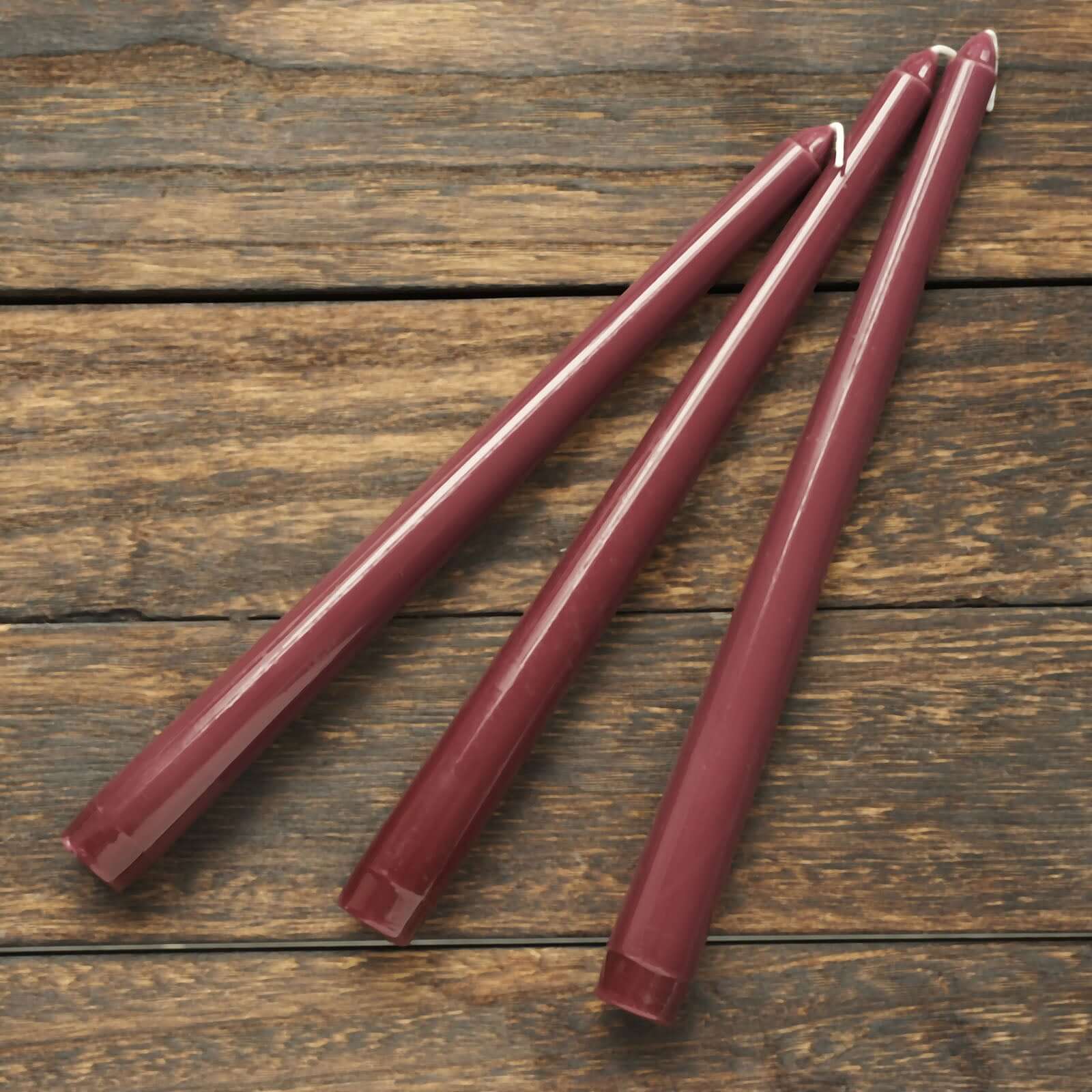 12-Pack Taper Candles Premium Wax Design Burgundy - Unscented Candles for Upscale Settings 10"
