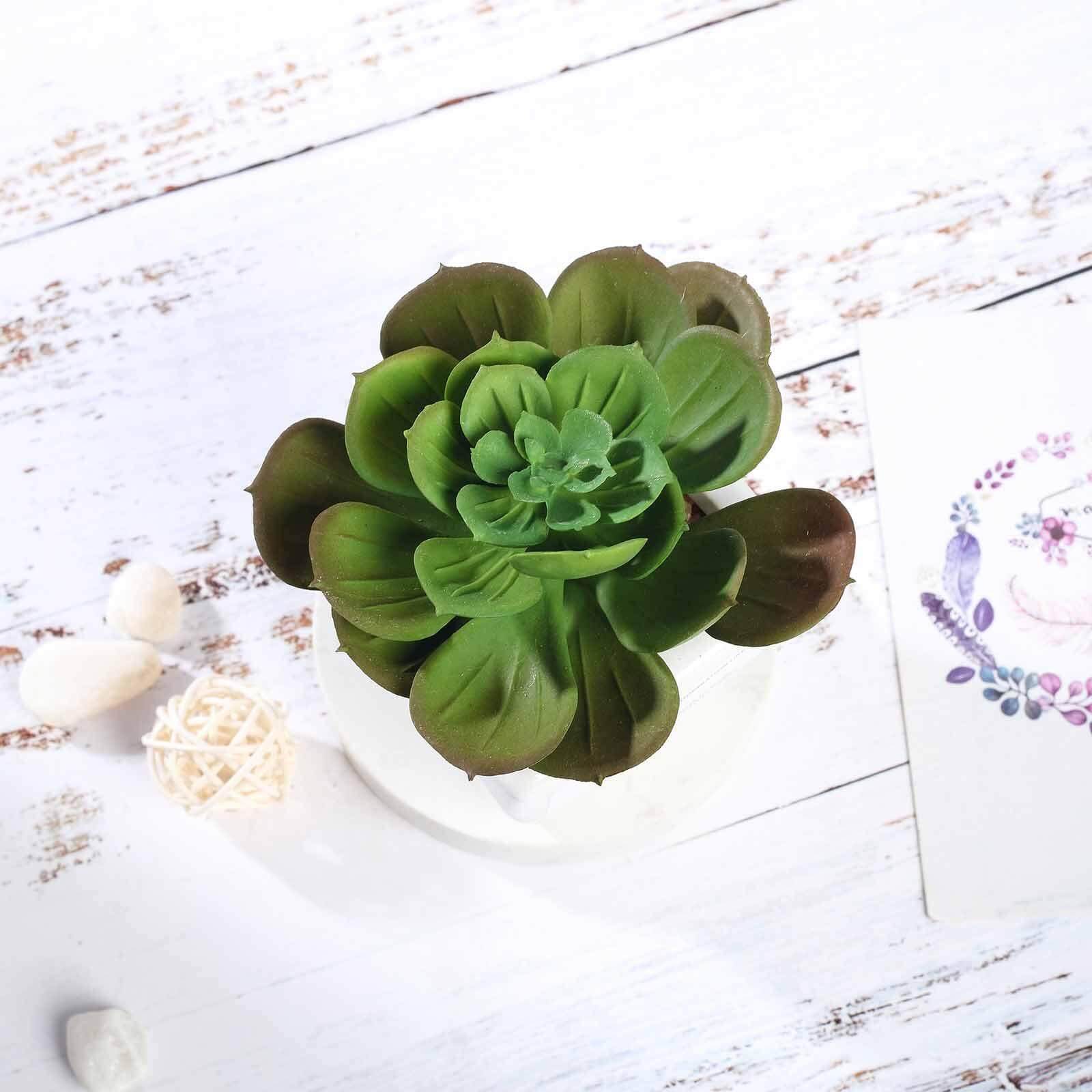 3-Pack Echeveria Artificial Succulents in Ceramic Pot - Lifelike Decorative Faux Plants for Home Office & Event Design 4"