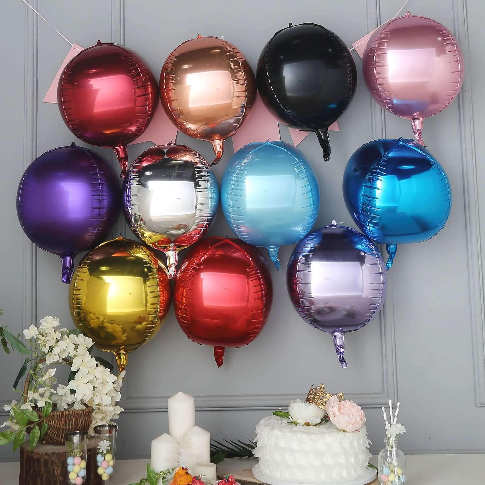 2 Pack 12" 4D Lavender Lilac Sphere Mylar Foil Helium or Air Balloons