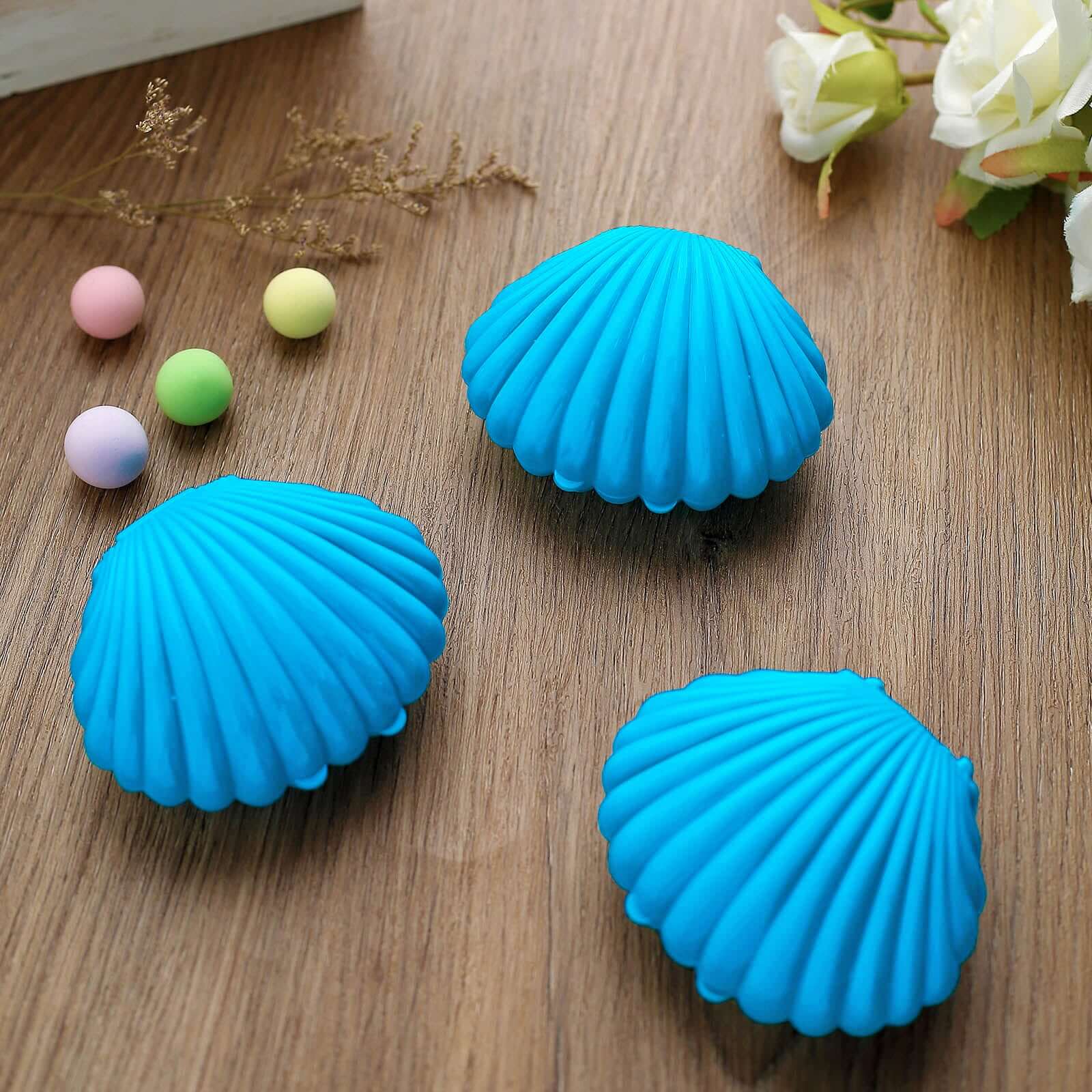 12-Pack Seashell Candy Container Gift Boxes Light Blue Beach Theme - Decorative Mini Favor Boxes for Jewelry 3.5"