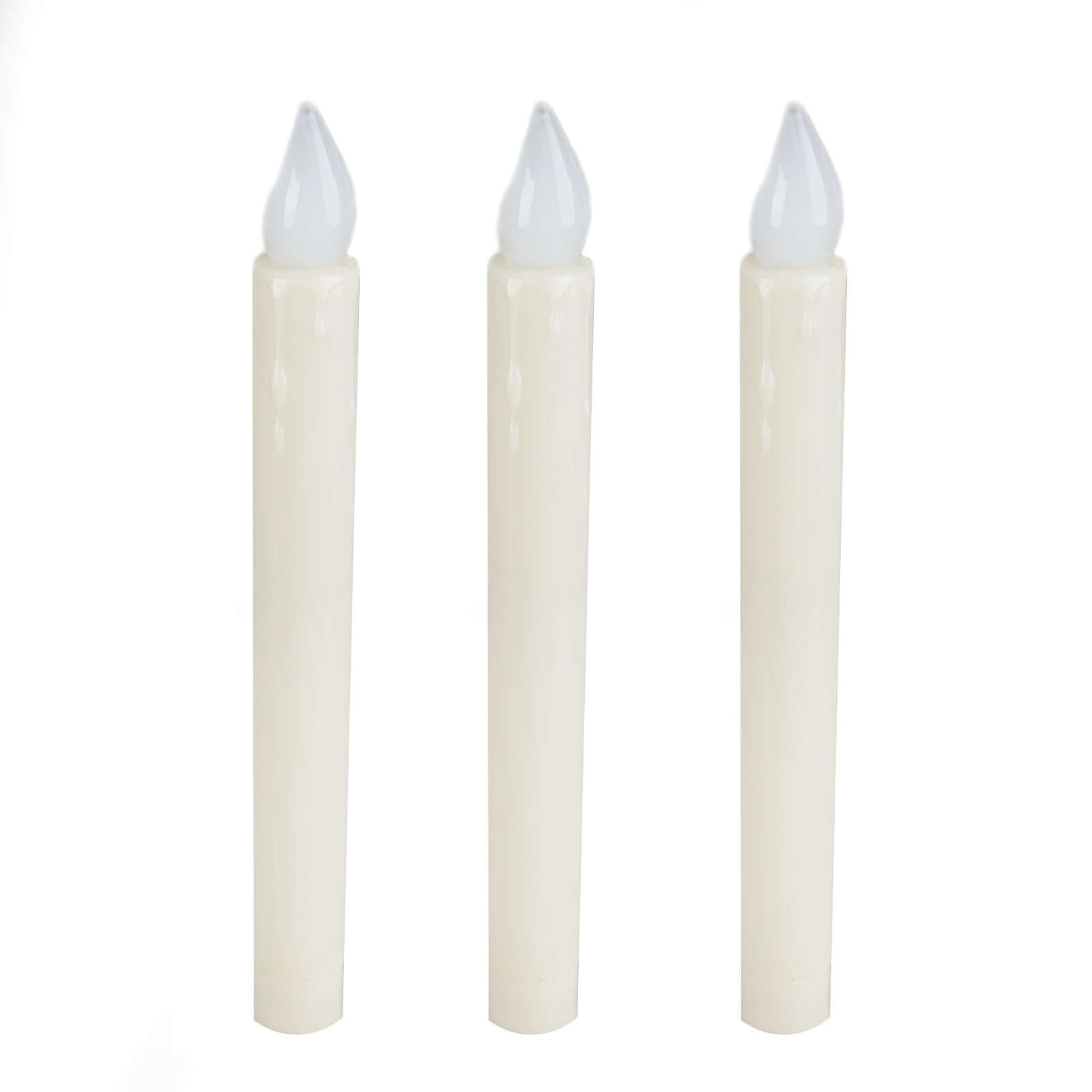 3-Pack LED Flameless Lighting Wax Drip Textured White - Battery Operated Taper Candles 9"