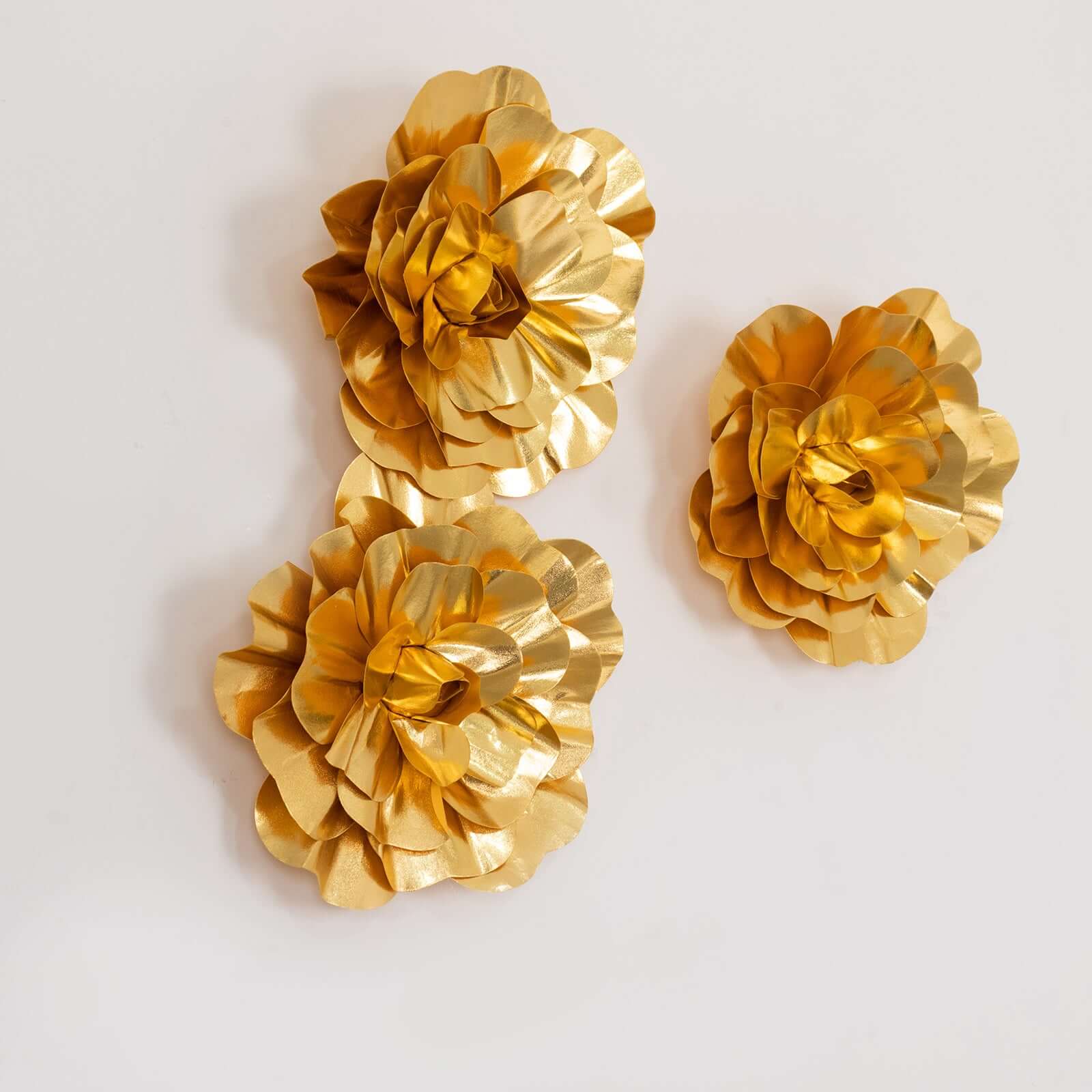 4 Pack 16" Large Metallic Gold Real Touch Artificial Foam DIY Craft Roses