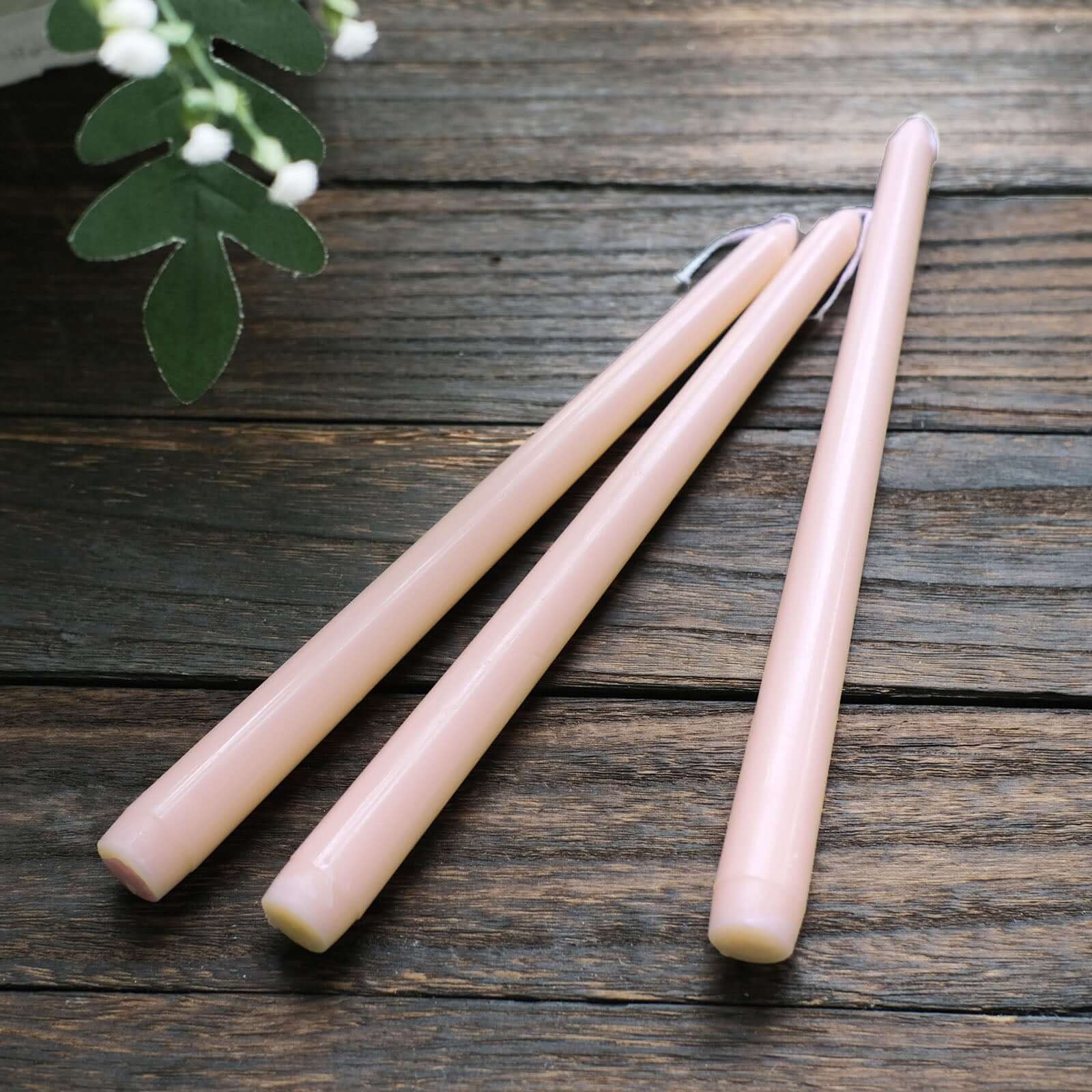 12-Pack Taper Candles Premium Wax Design Blush - Unscented Candles for Upscale Settings 10"
