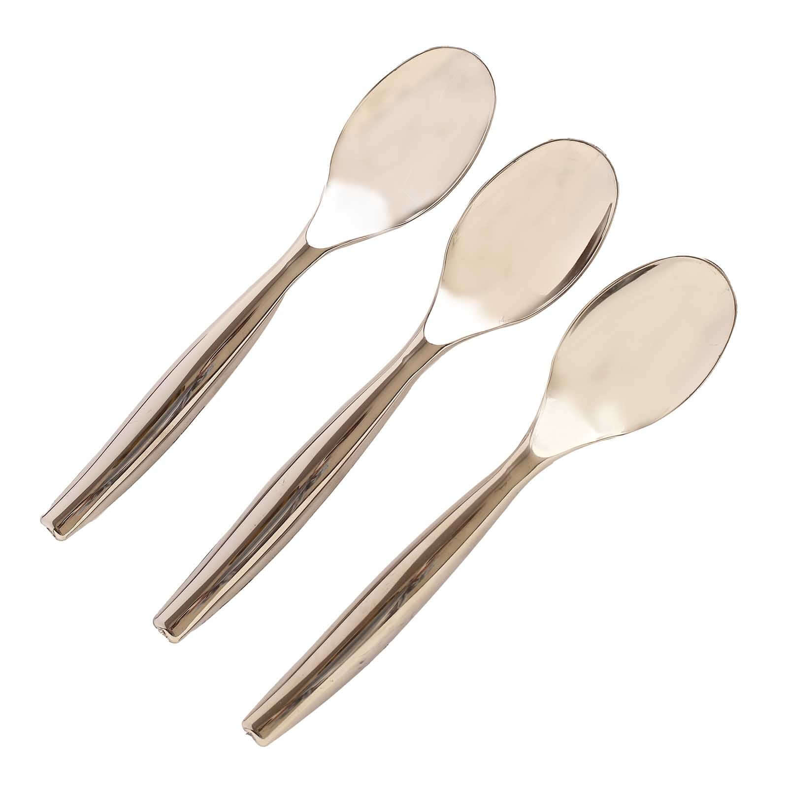 10-Pack Plastic Serving Spoons Silver - Food Safe Durable Large Disposable Classic Serving Utensils with Shiny Metallic Finish for Buffet & Party Tables 10"