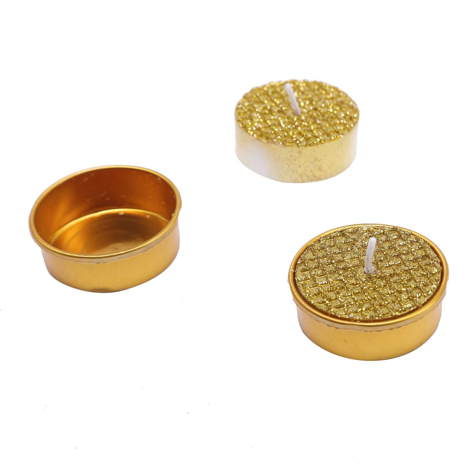 9-Pack Tealight Candles Metallic Gold Textured Design - Unscented Dripless Wax for Events