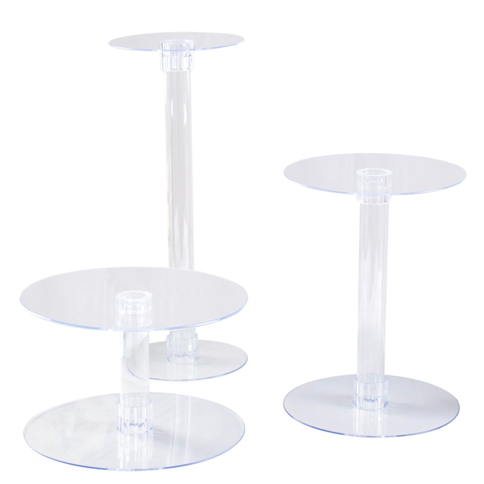 3-Tier Clear Acrylic Cake Stand Set, Cupcake Holder Dessert Pedestals