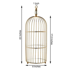 3-Tier Cupcake Cake Stand Bird Cage Design with Crystal Top Mirror Base - Serving Tray with Hanging Option 22"