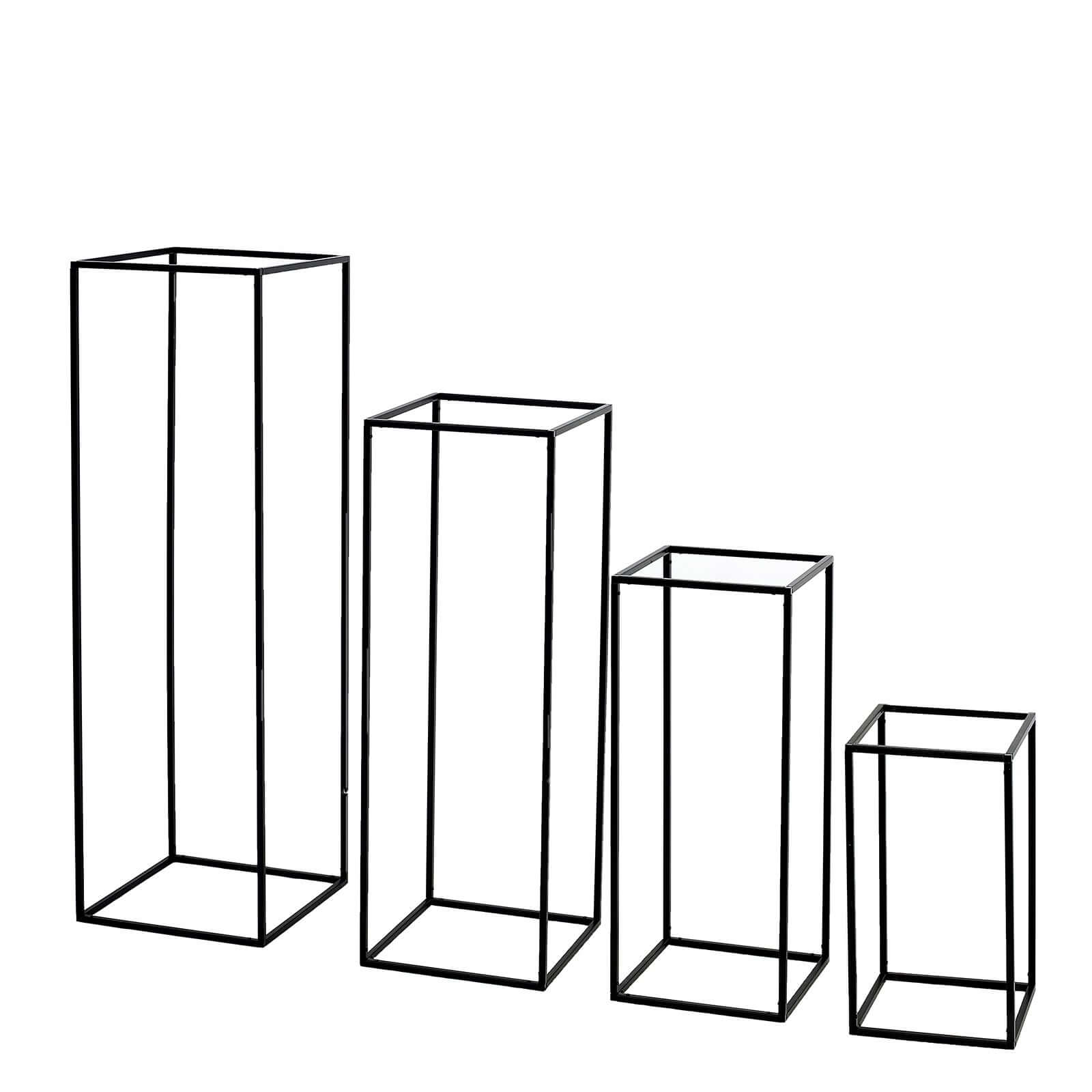 Set of 4 Metal Flower Stands Frame Wedding Column Centerpieces Matte Black - Durable Display 16"/24"/32"/40"