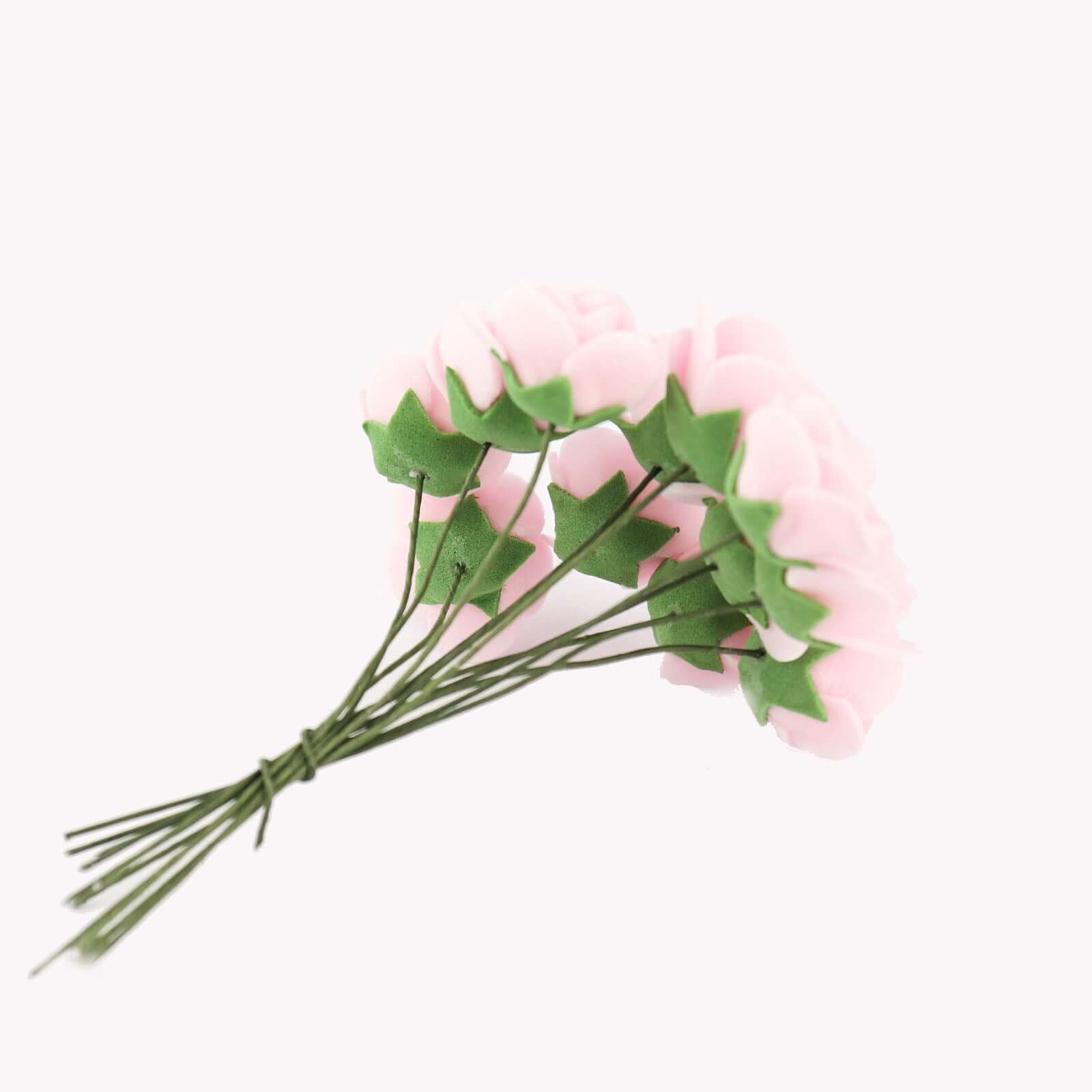 48 Roses 1" Pink Real Touch Artificial DIY Foam Rose Flowers With Stem, Craft Rose Buds