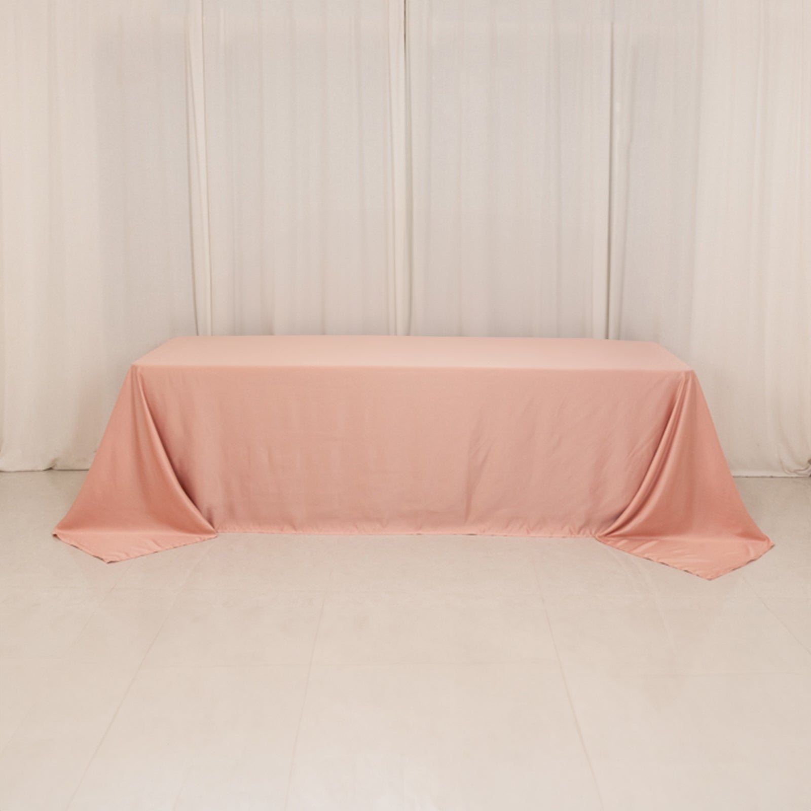 Lamour Satin 90"x156" Rectangle Tablecloth Dusty Rose - Luxurious, Soft Seamless Table Cover