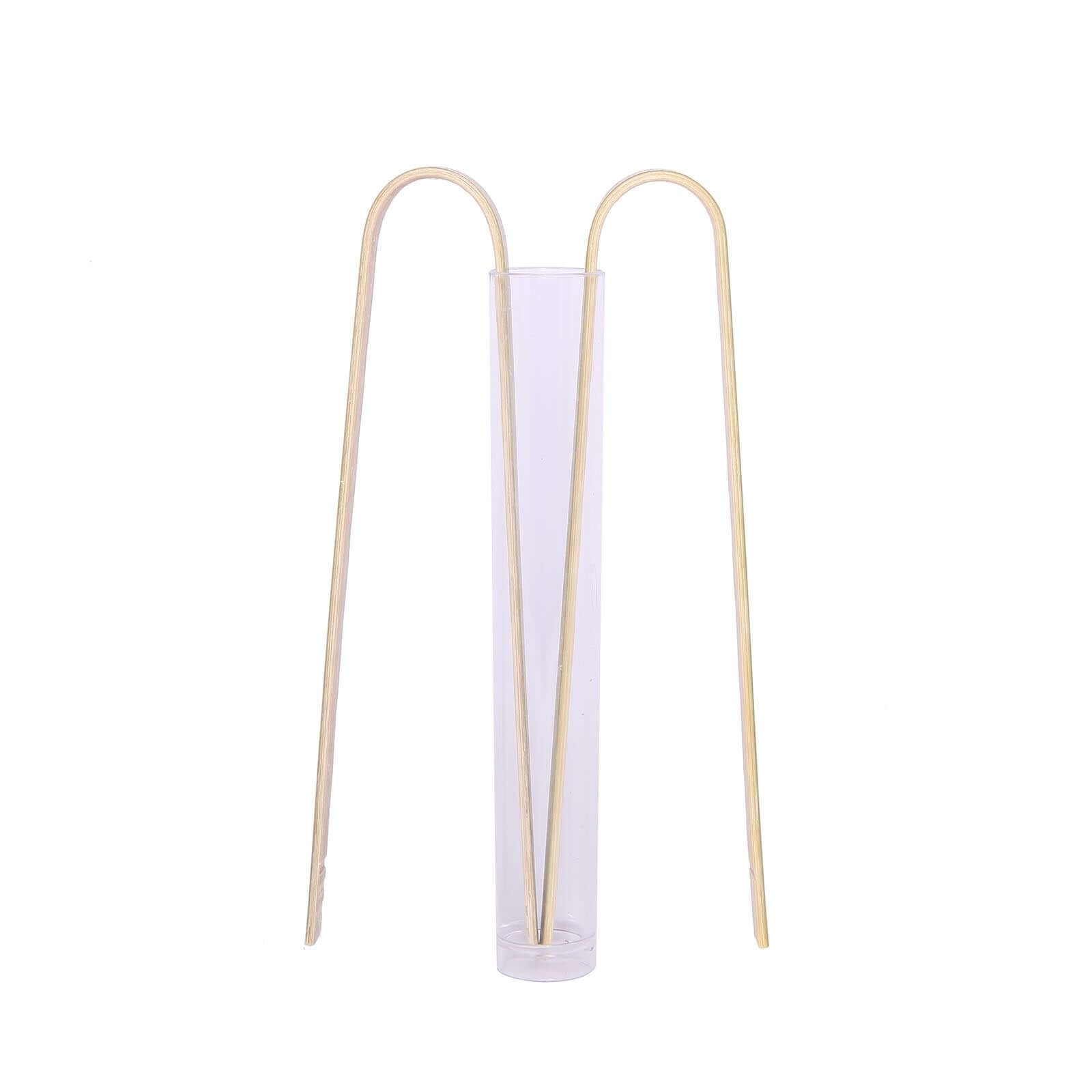50-Pack Bamboo Wooden Tongs Disposable Flatware Eco Friendly Natural - Biodegradable Party Serving Utensils 6"