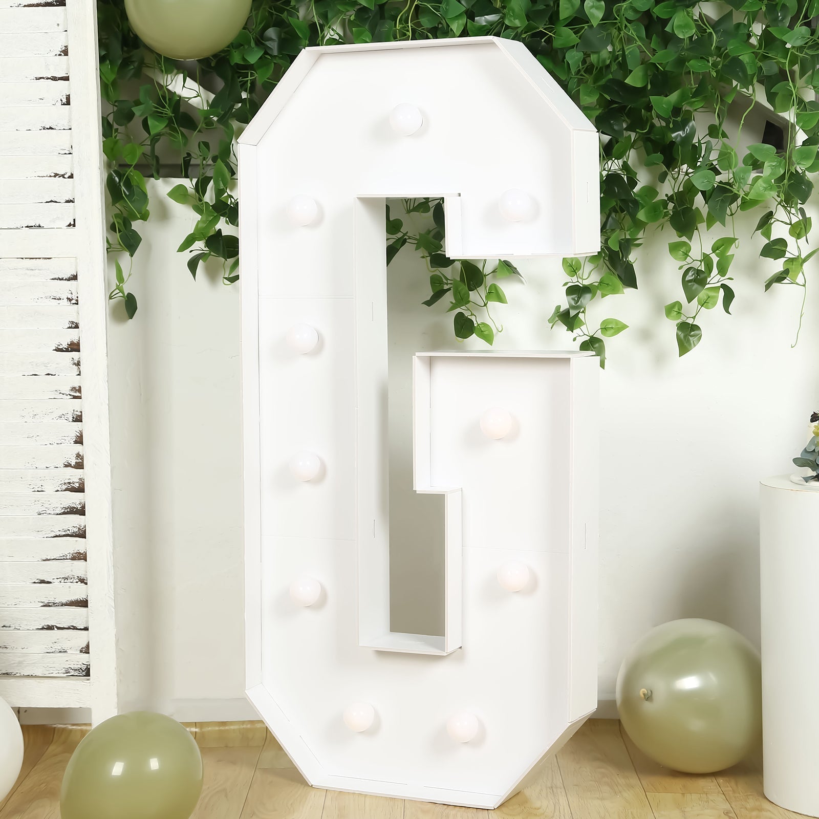 Giant LED Marquee Light Up Letter "G", White 4ft Pre-Cut Foam Board with 10 Warm White Battery Operated LEDs, Glue Gun and Sticks