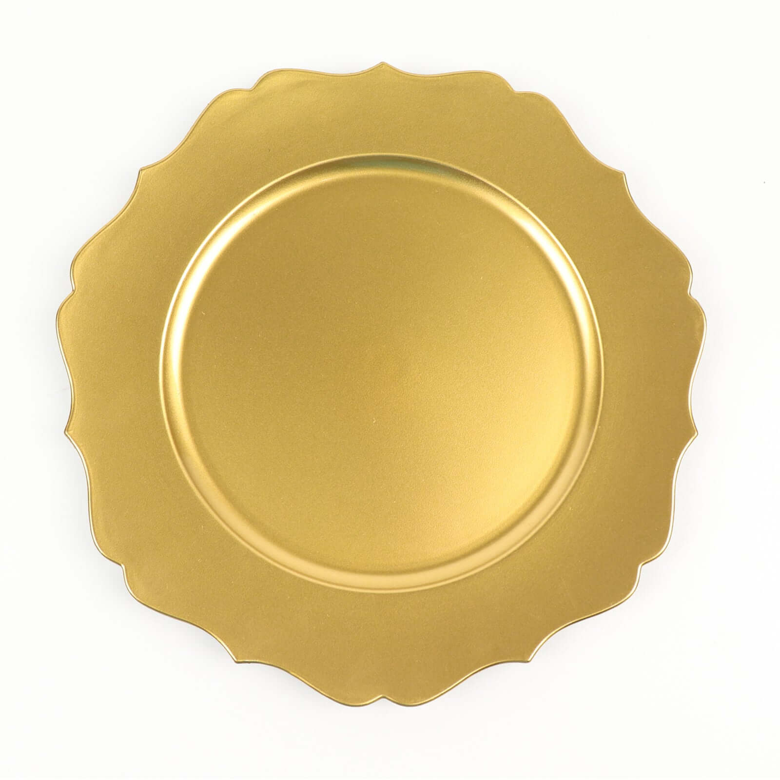 6 Pack 13" Metallic Gold Acrylic Charger Plates Scalloped Rim, Gold Plastic Charger Plates