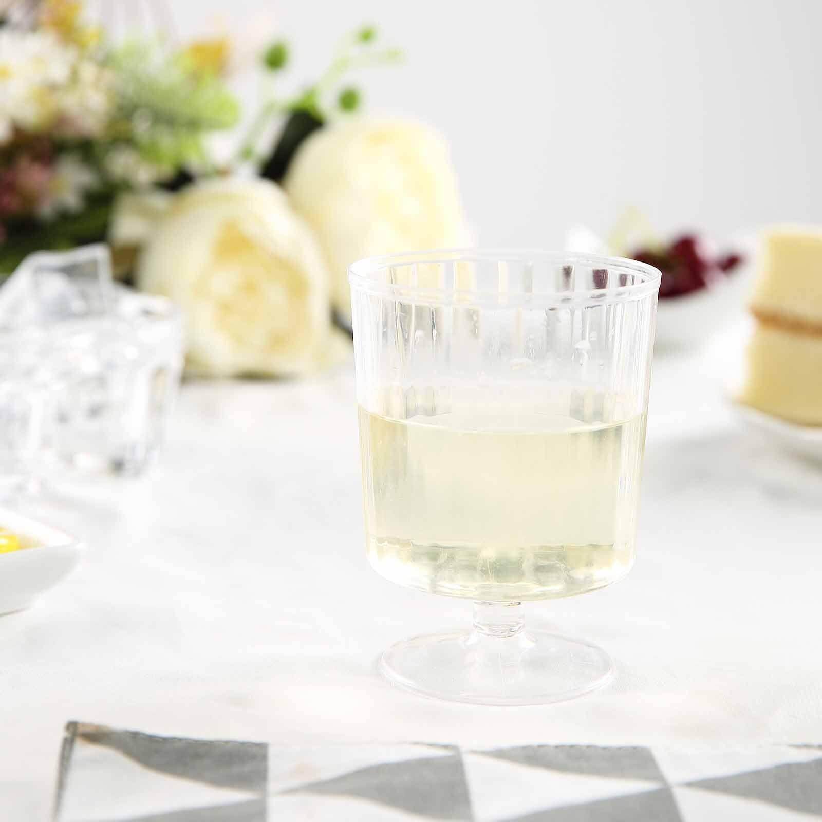 12-Pack Plastic Wine Glasses Clear Short Stem - Durable Disposable Drinkware for Wine 8oz