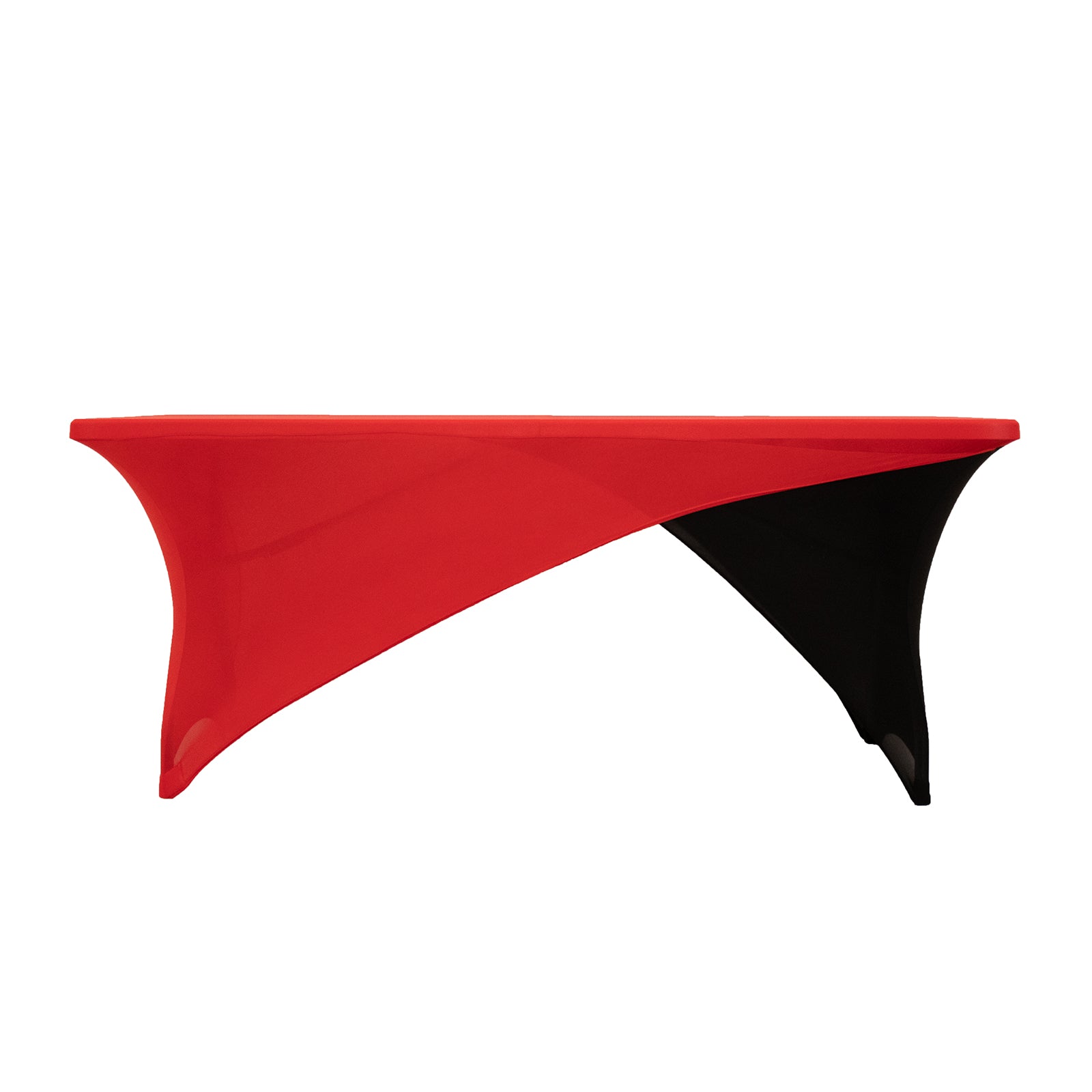 Stretch Spandex 72"x30" Rectangle Table Cover Red/Black Cross Over Design - Two-Piece Fitted Tablecloth with Elastic Foot Pockets