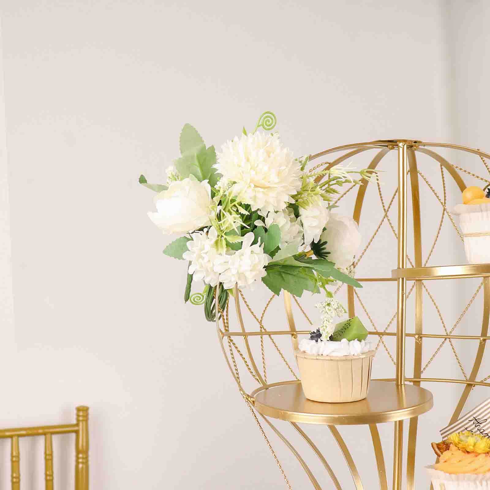 4-Tier Metal Cupcake Dessert Display Stand Gold Hot Air Balloon Design - Stylish Dessert Serving Tray Centerpiece Platter for Whimsical Carnival Inspired Events & Celebrations19"