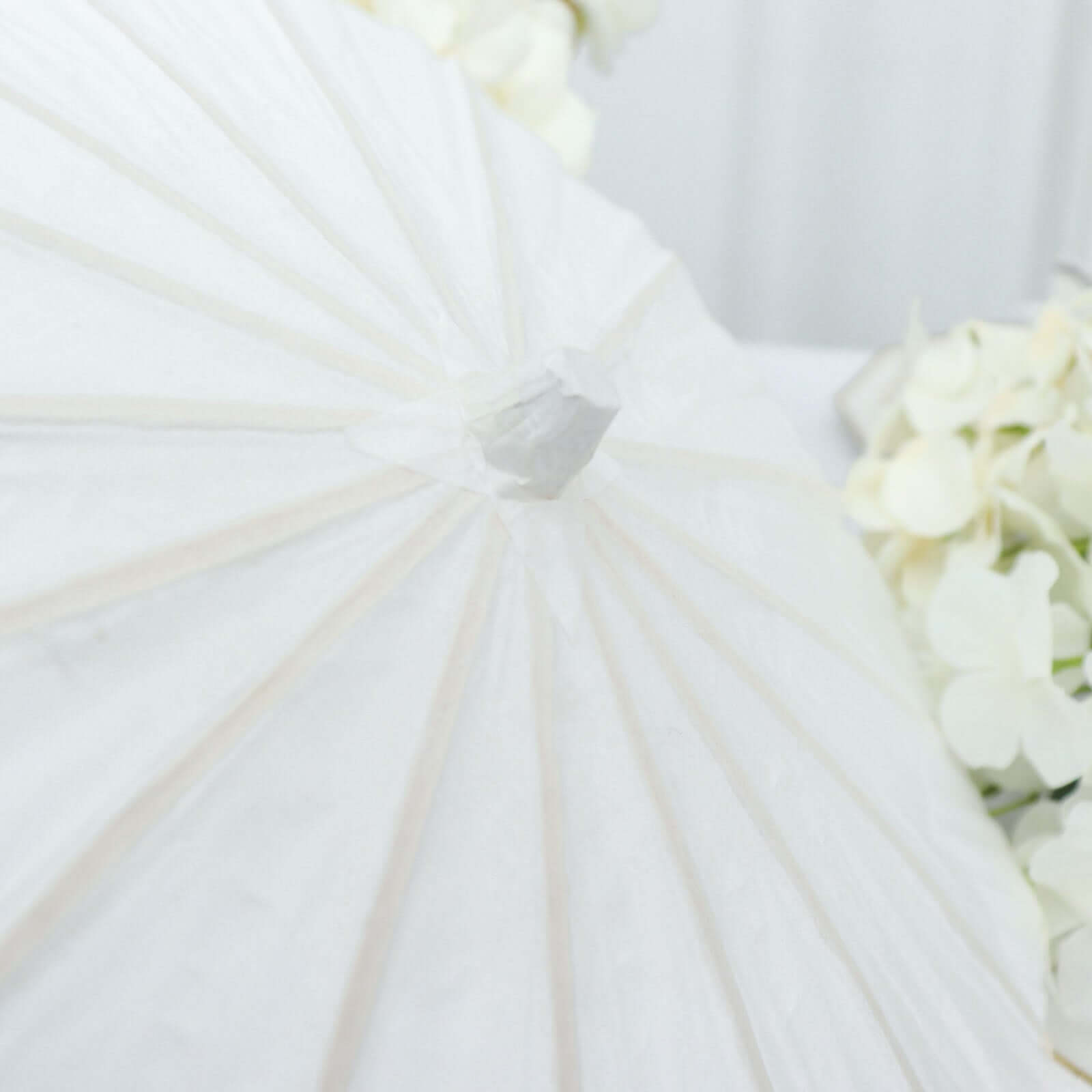4-Pack Paper and Bamboo Parasol Umbrellas White - Decorative Centerpieces and Bridal Shower Photo Props 16"