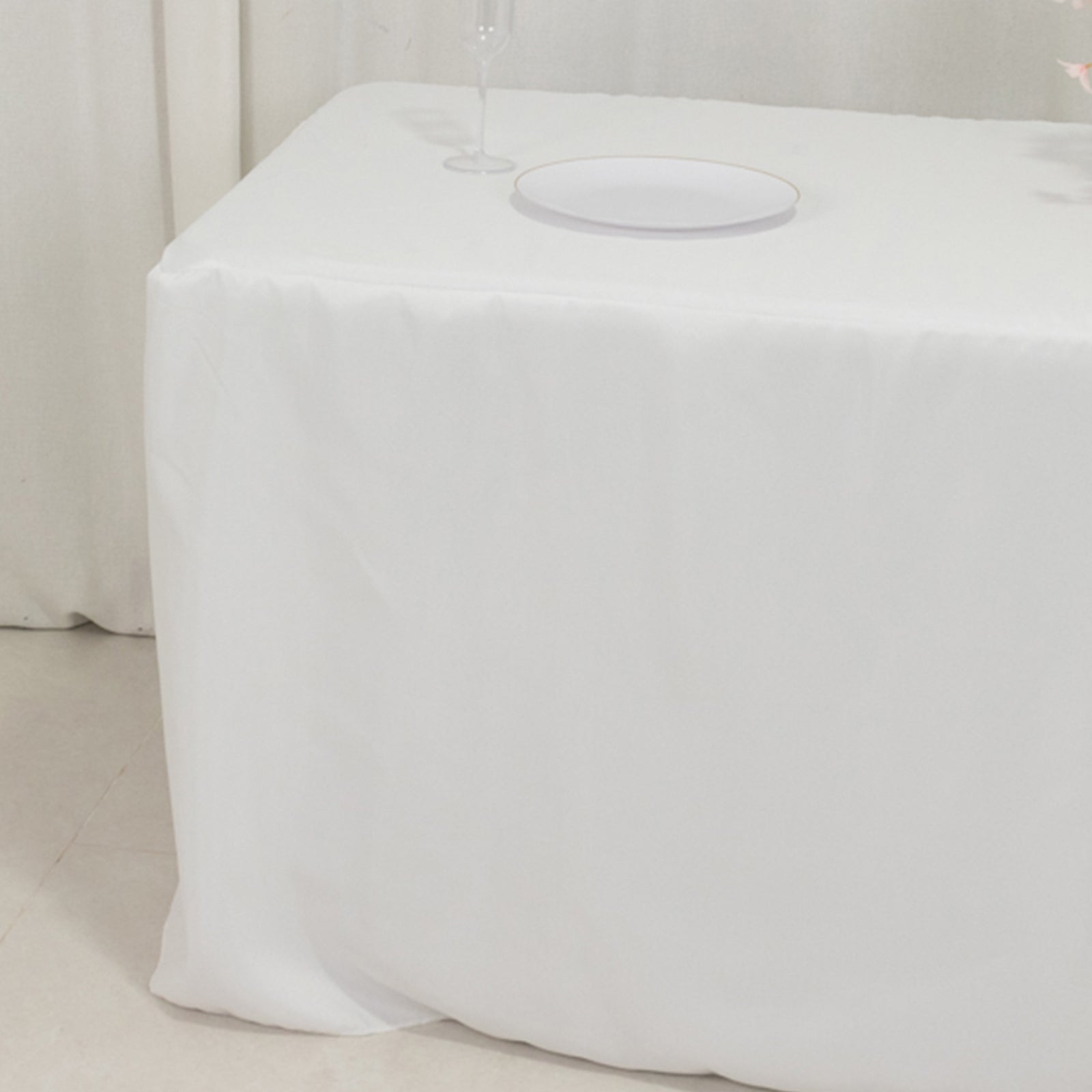 Fitted Polyester 72"x30" Rectangle Tablecloth White with Open Back Design - Easy to Maintain and Wrinkle-Resistant Table Cover for Trade Shows & Displays