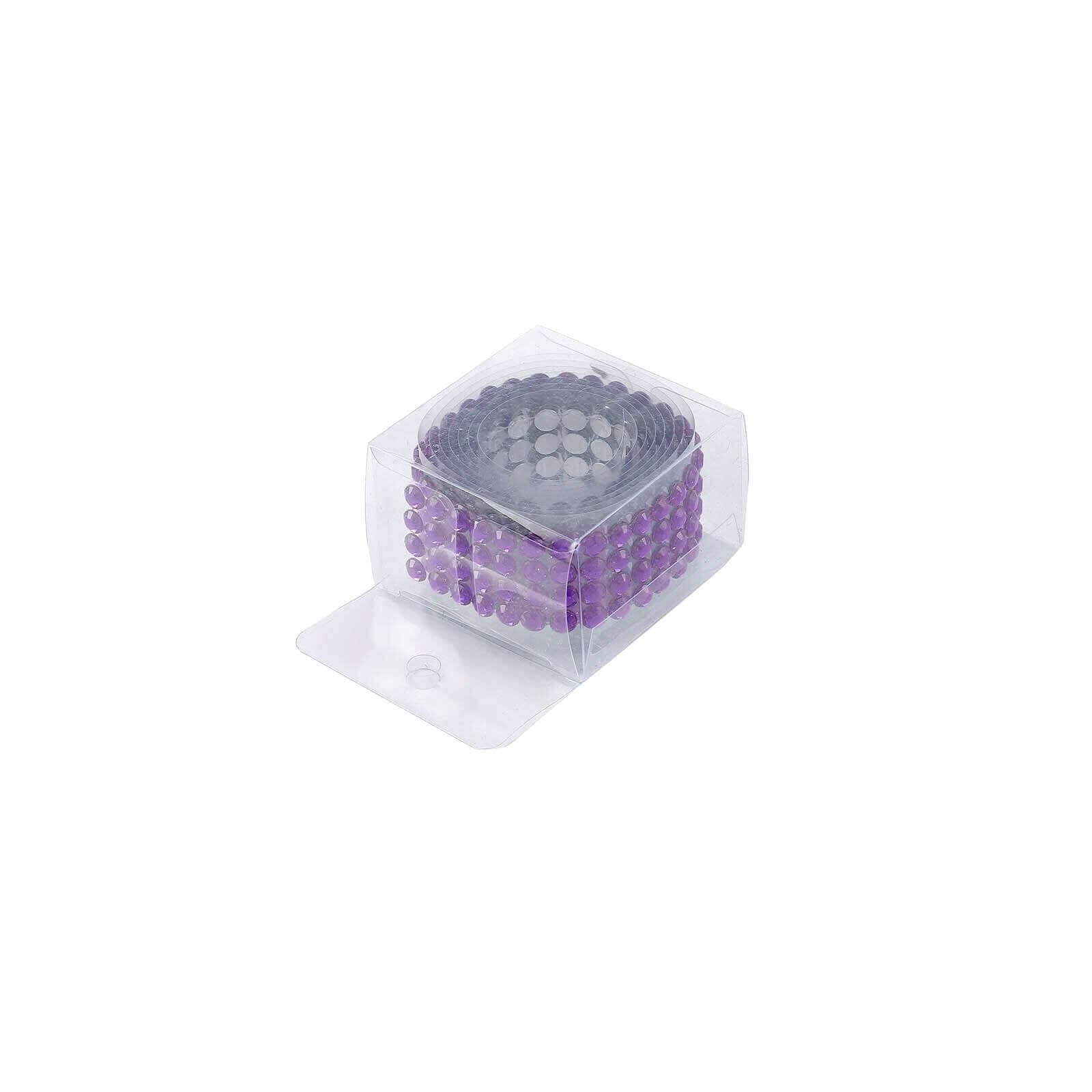 3ft Purple Stick-On Rhinestone Tape, DIY Self Adhesive Diamond Gemstone Stickers