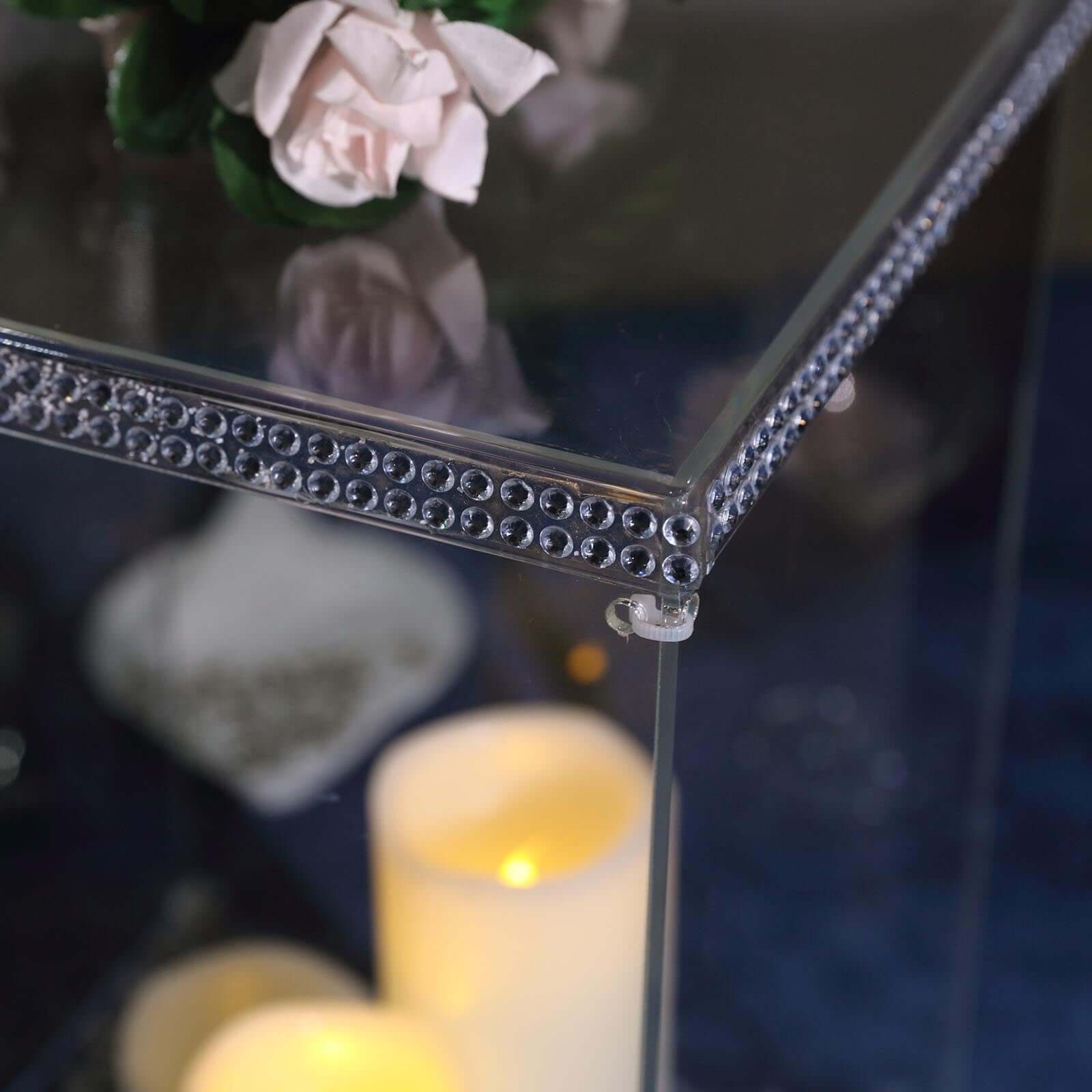 32" Clear Acrylic Display Box, Transparent Pedestal Riser with Interchangeable Lid and Base