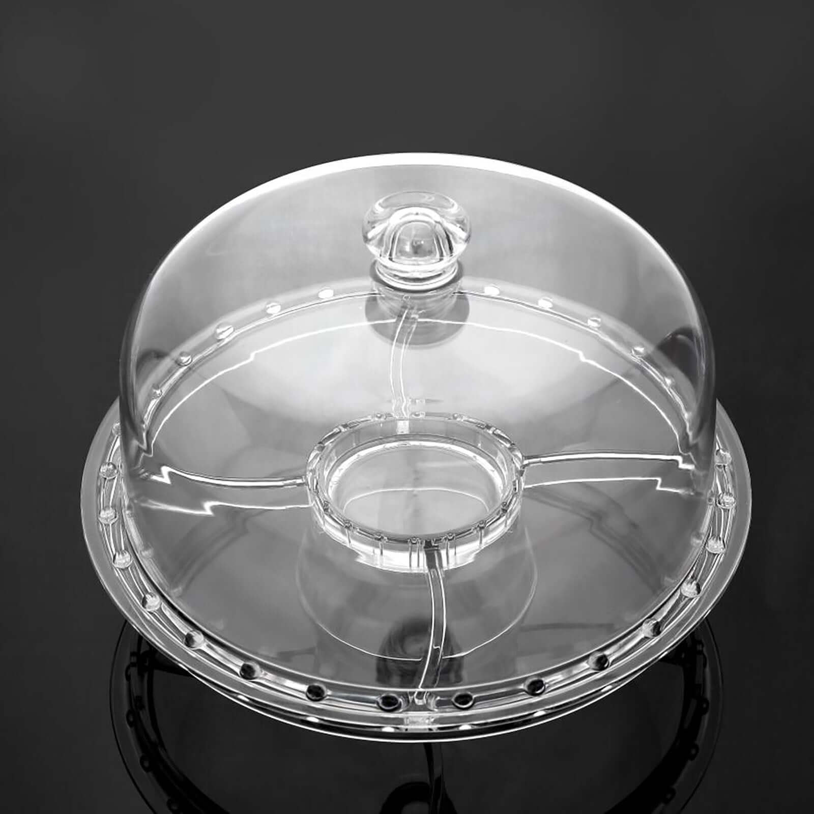 Acrylic Cake Stand with Dome Lid Clear - Multipurpose Reusable Serving Dish Platter Punch Bowl for Weddings Parties & Dessert Buffets 12"