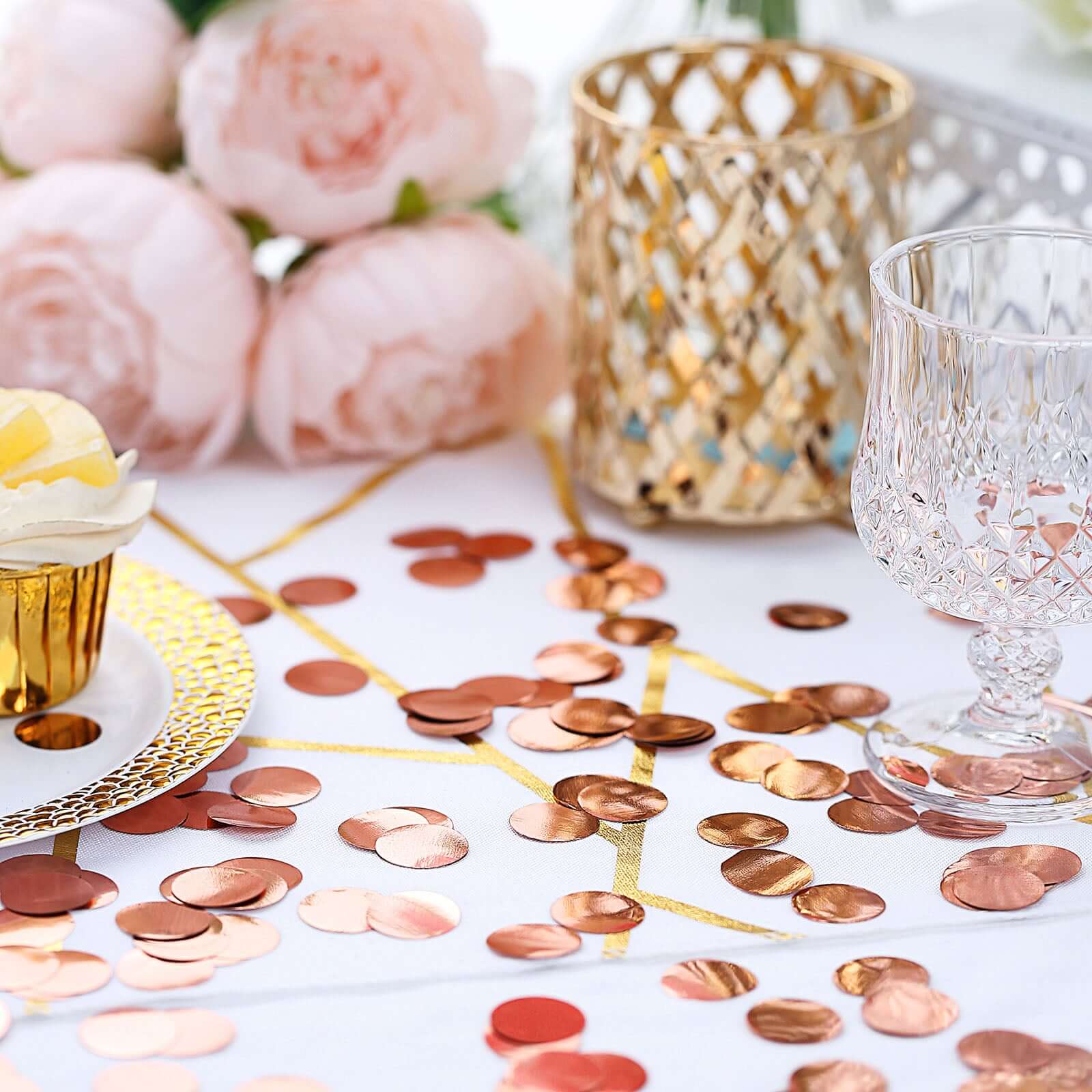 Metallic Round Party Confetti 18G Bag Rose Gold Foil, Balloon Table Confetti Glitter Dots for Festive Weddings Baby Bridal Showers & Events