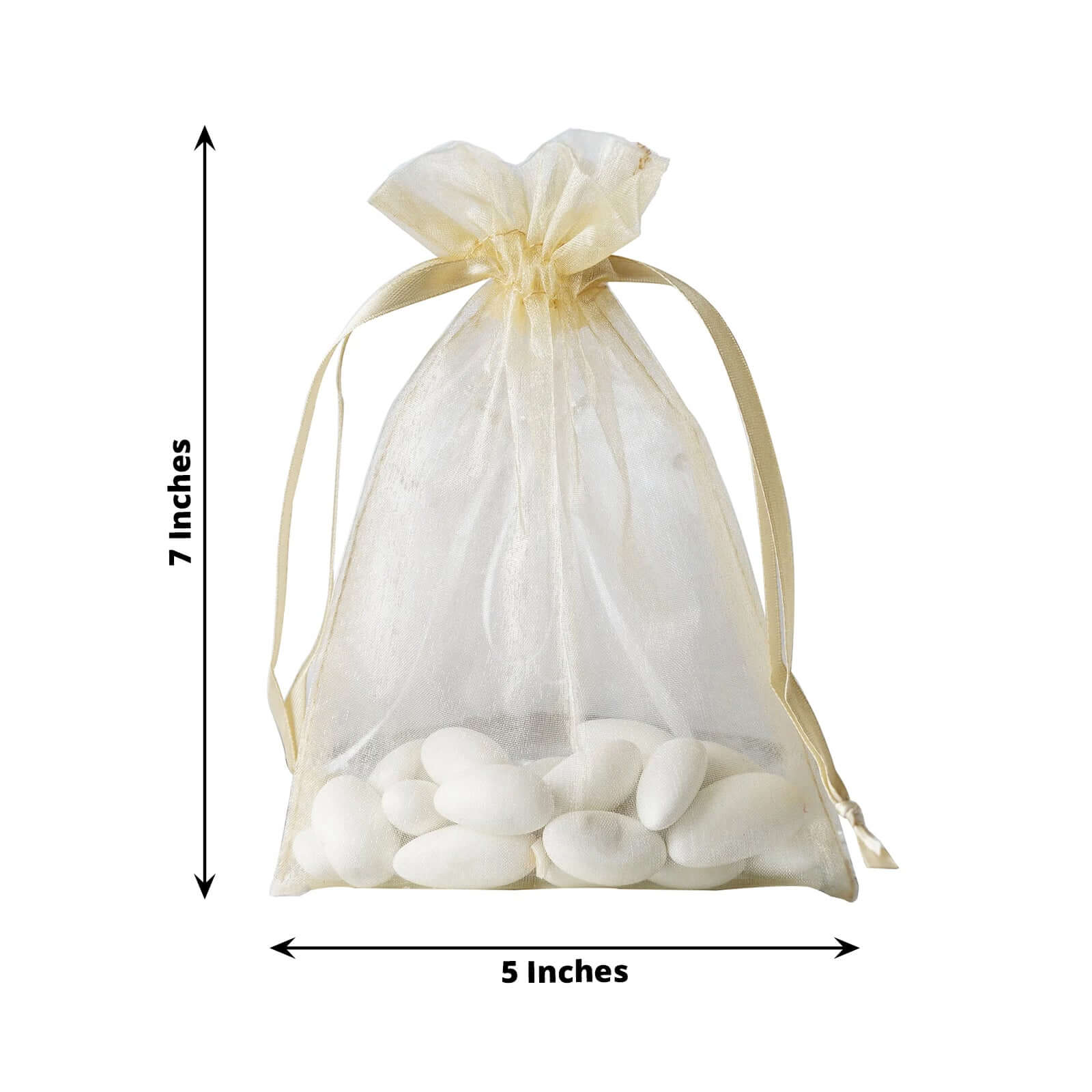 10 Pack 5"x7" Champagne Organza Drawstring Wedding Party Favor Gift Bags