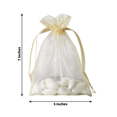 10 Pack 5"x7" Champagne Organza Drawstring Wedding Party Favor Gift Bags