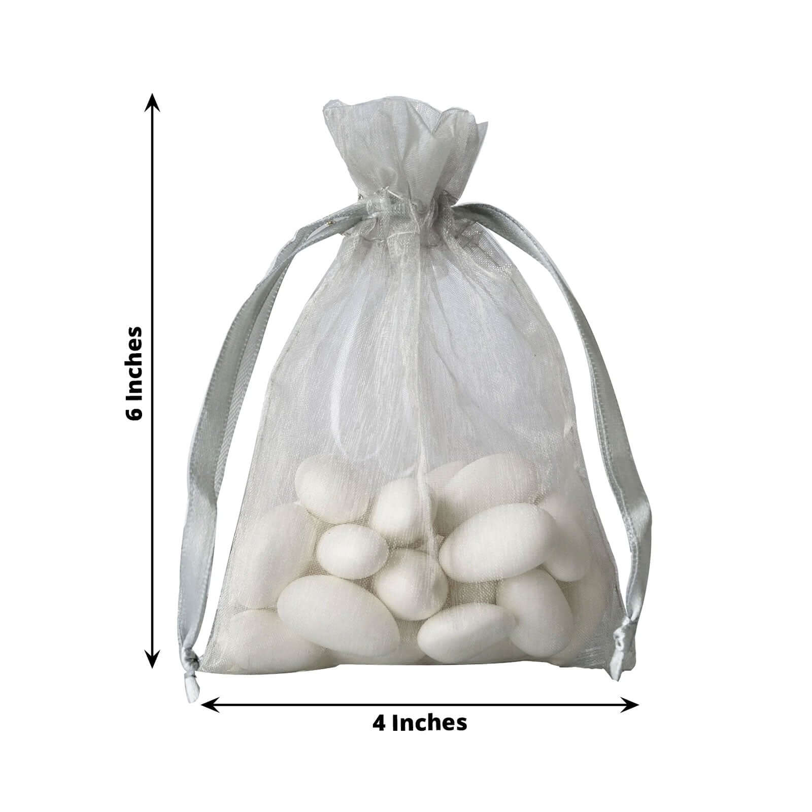 10 Pack 4"x6" Silver Organza Drawstring Wedding Party Favor Gift Bags