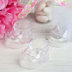 13 Pack 2.5" Clear Fillable Plastic Baby Booties Party Favor Boxes, Transparent Baby Shower Candy Gift Boxes