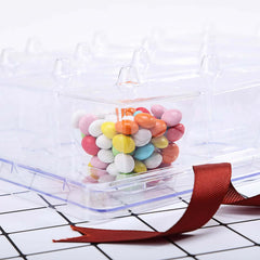 20-Pack Appetizer Cups Square Design Clear - Plastic Disposable Dessert Cups with Tray and Lids 3oz