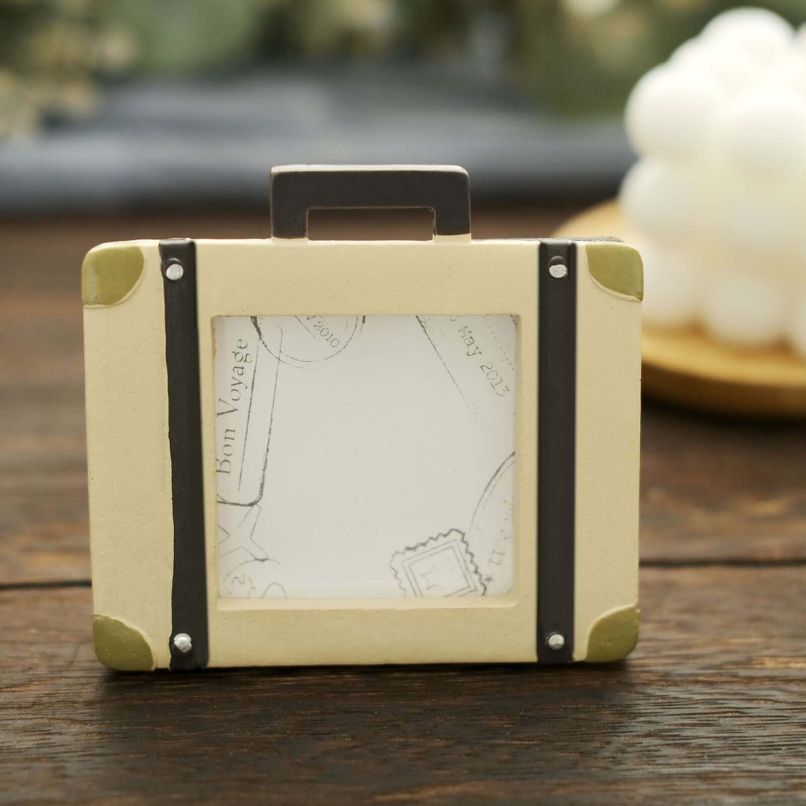 4-Pack Picture Frames Resin Mini Suitcase Design - Vintage Travel Wedding Place Card Holders & Party Favors 3"