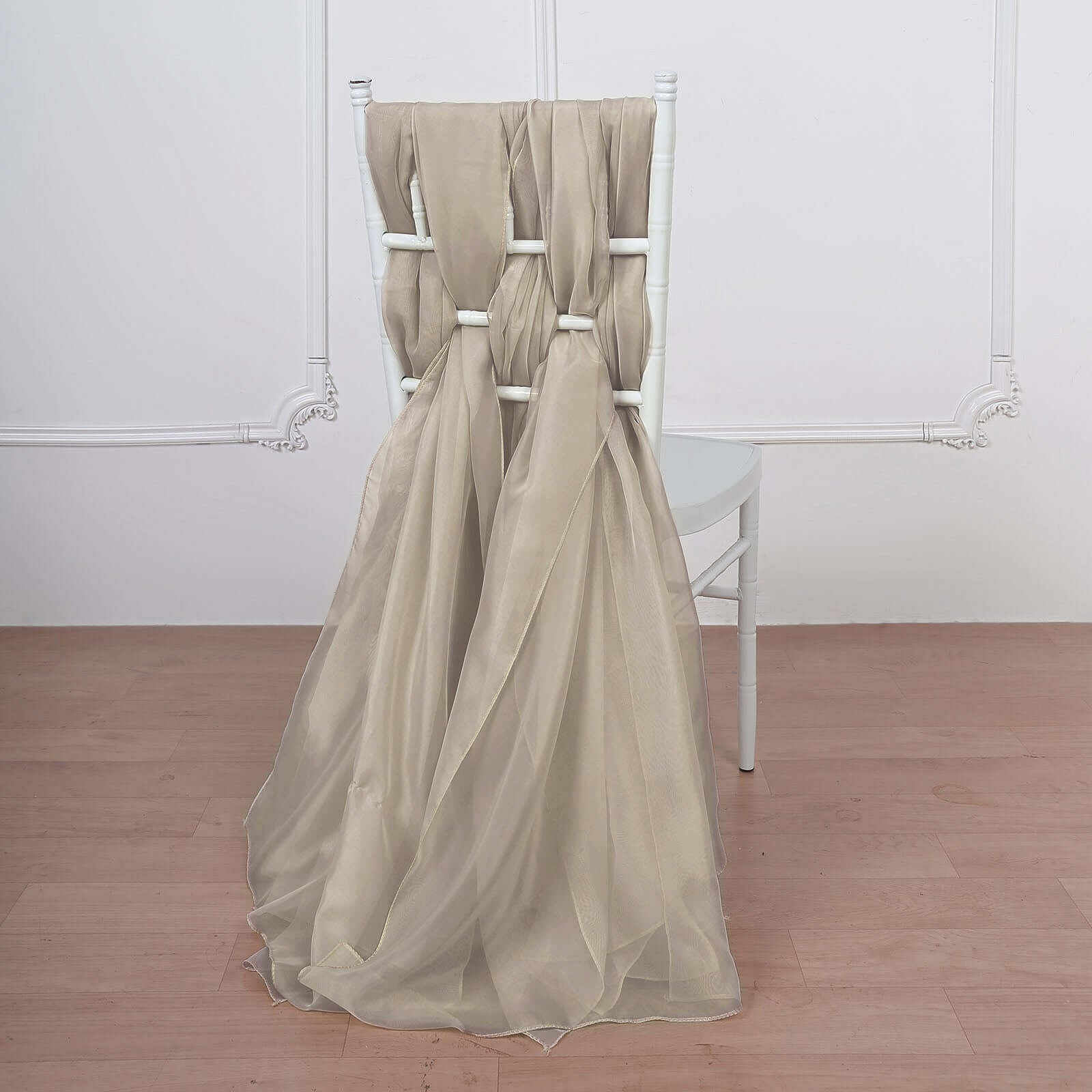 5 Pack Natural DIY Premium Designer Chiffon Chair Sashes - 22"x78"