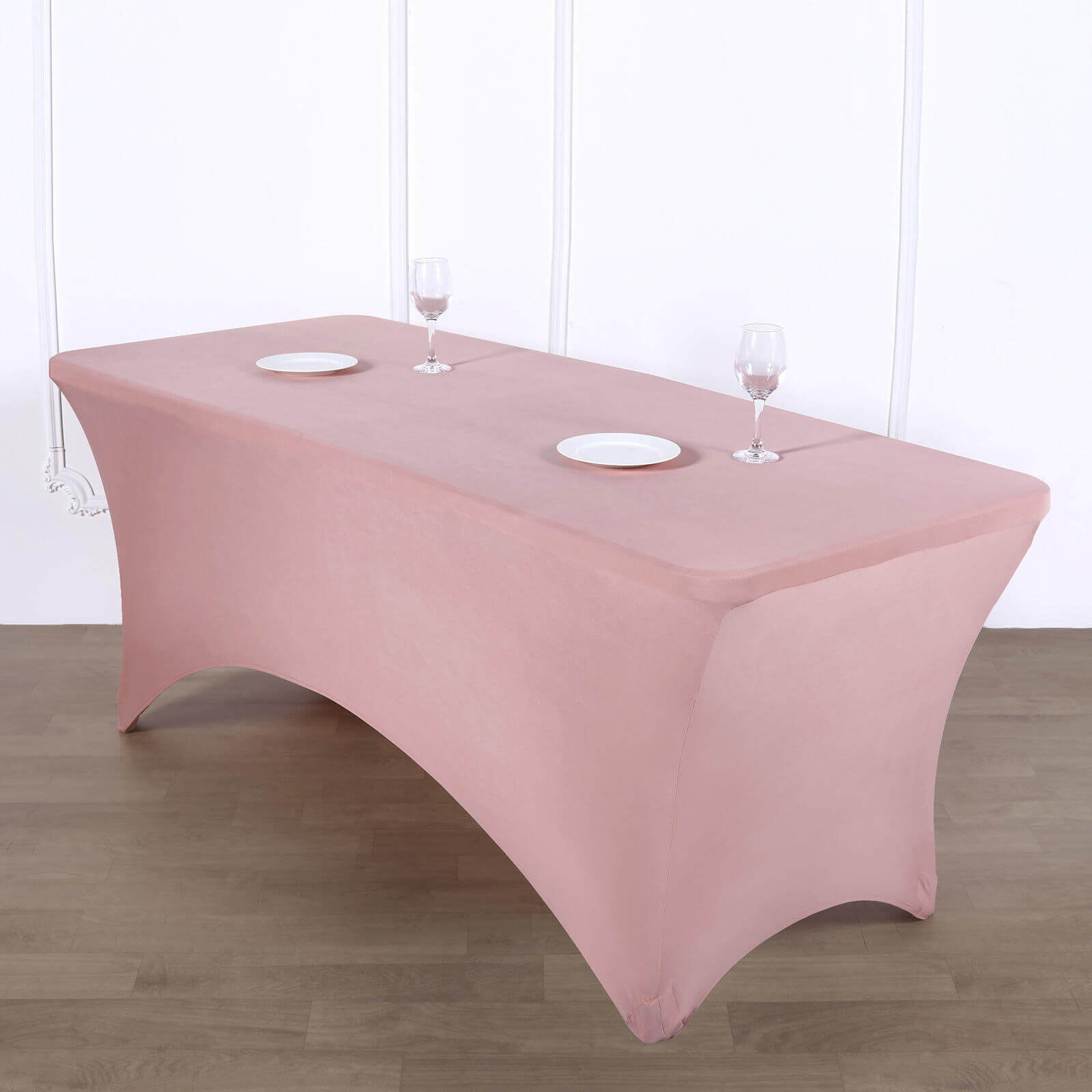 Stretch Spandex 6ft Rectangle Tablecloth Dusty Rose - Durable Form-Fitting Table Cover for Events & Presentations