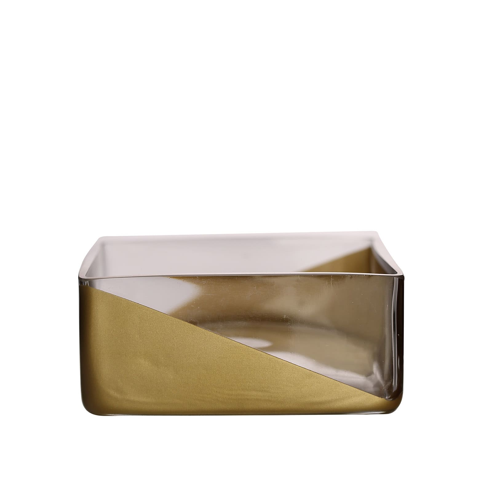 2-Pack Glass Vases Square Design Gold Dipped - Decorative Candle Holders for Floral Centerpieces 6"