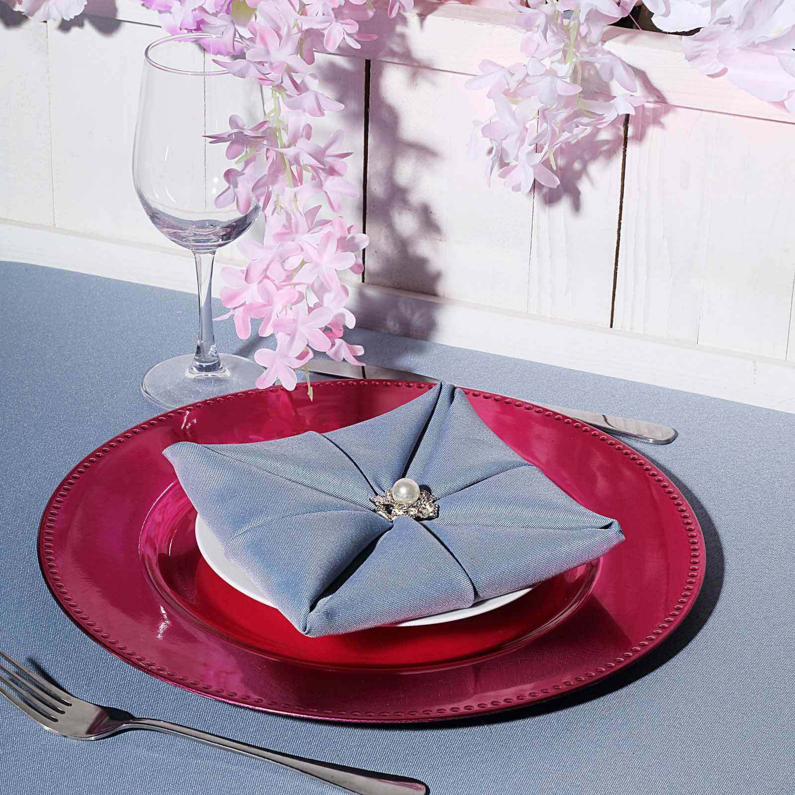 6-Pack Acrylic Round Charger Plates 13" in Hot Pink with Beaded Rim, Dinner Charger Event Tabletop Decor