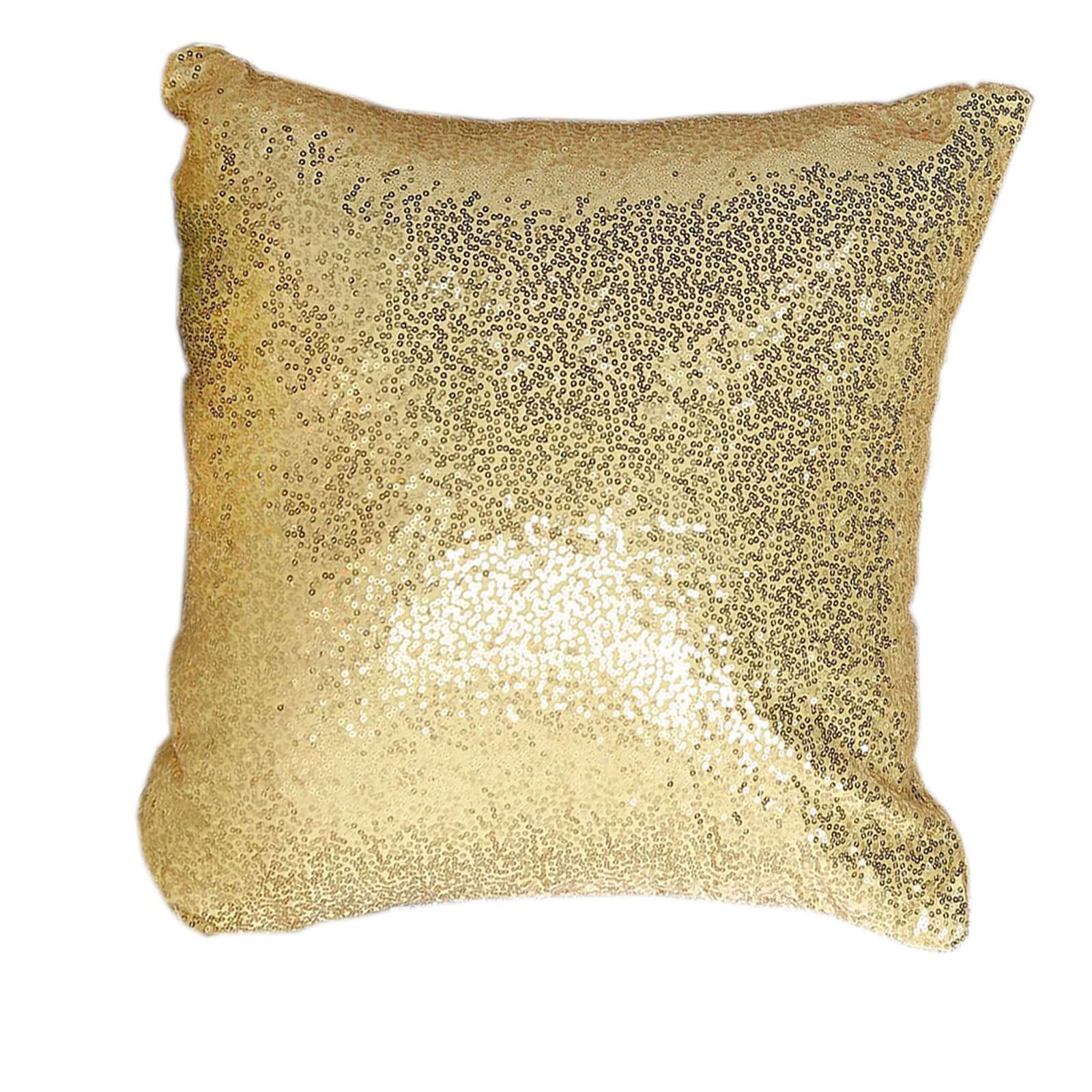 2 Pack 18"x18" Sequin Throw Pillow Cover, Decorative Cushion Case - Square Champagne Sequin