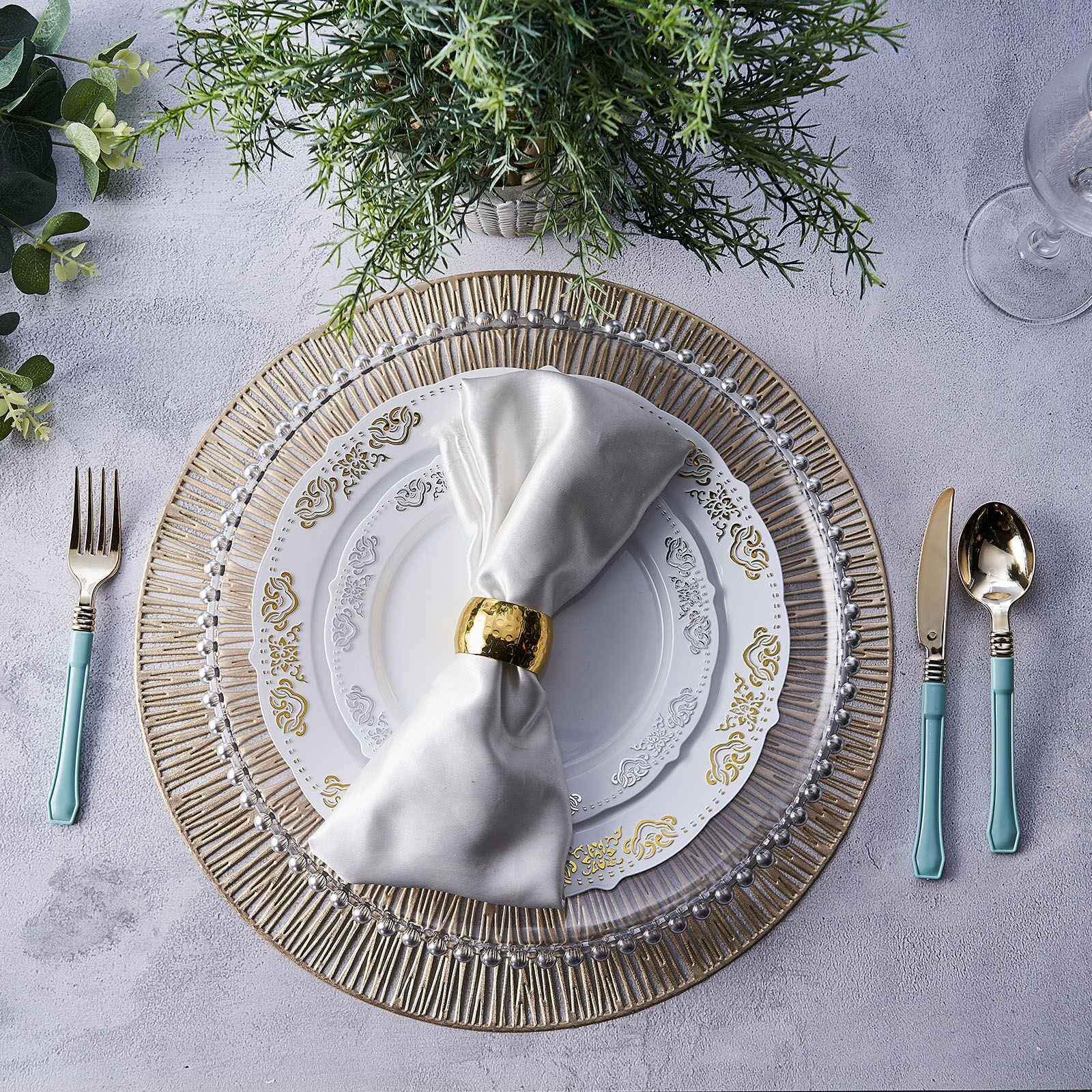 6-Pack Dining Table Mats Spiked Design Gold - Vinyl Non-Slip Surface with Modern Appeal 15"