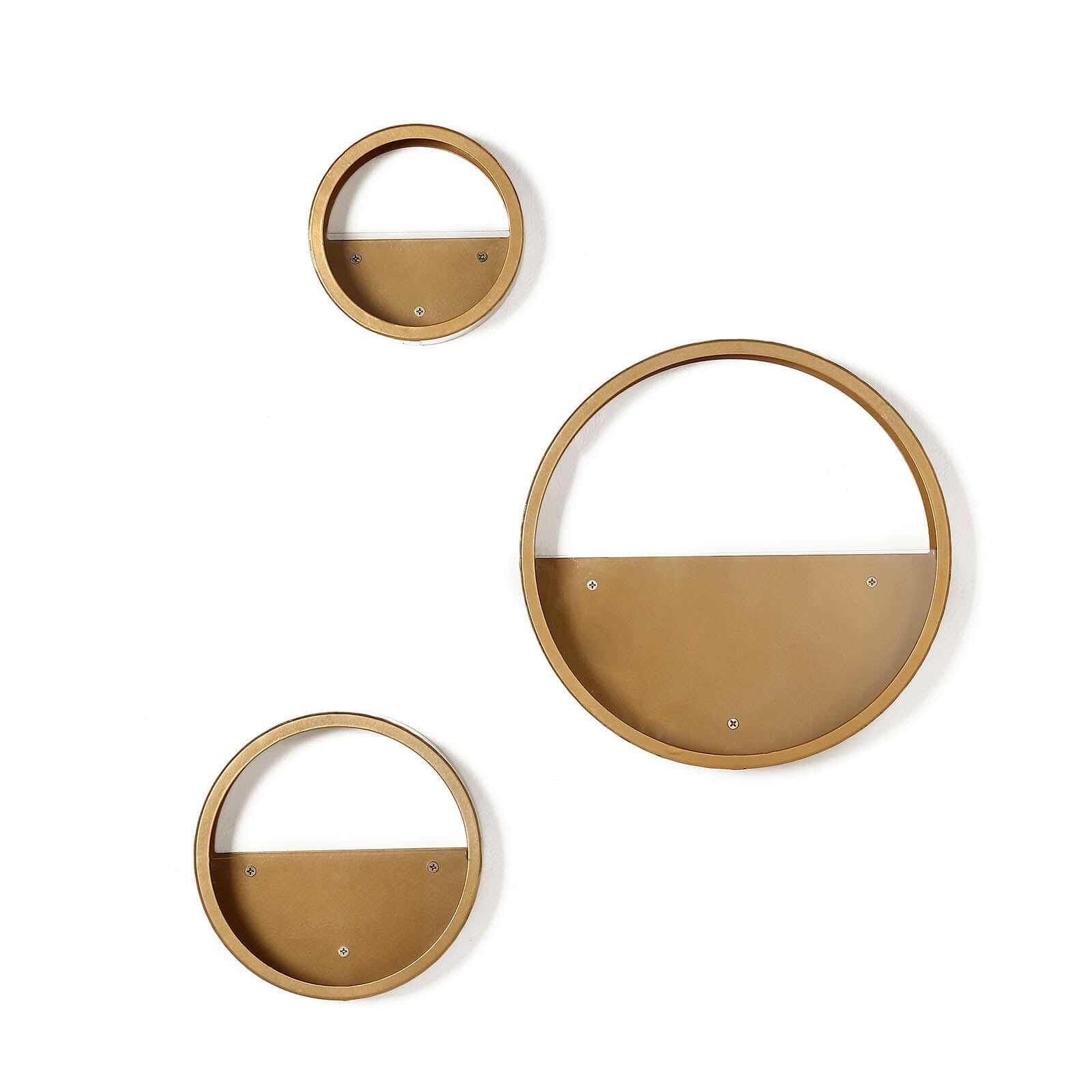 Set of 3 Gold Half Moon Wall Planters, Round Metal Wall Hanging Planter, Modern Indoor Outdoor Terrarium - 6",8",12"